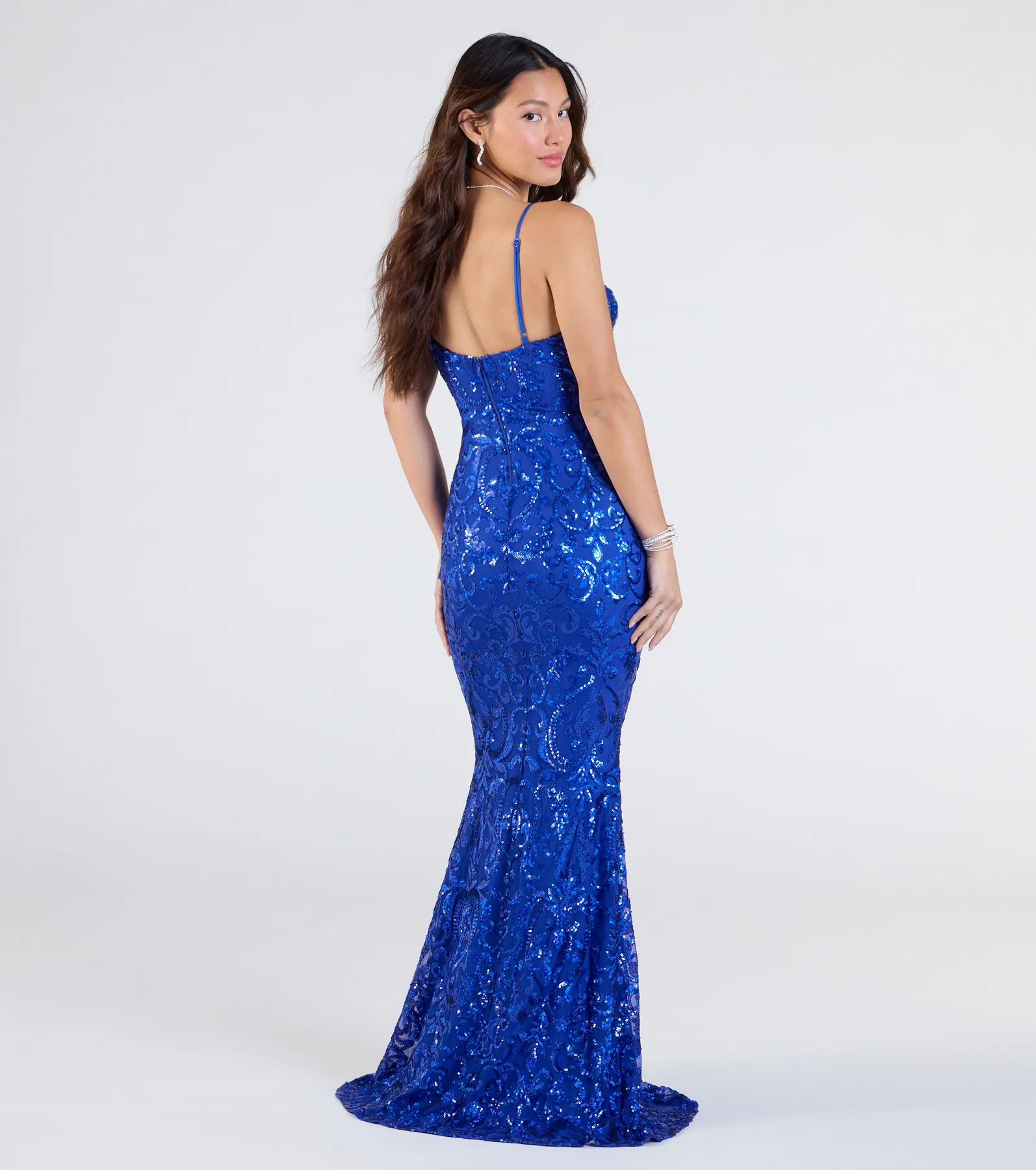 Mayva V-Neck Mermaid Sequin Formal Dress