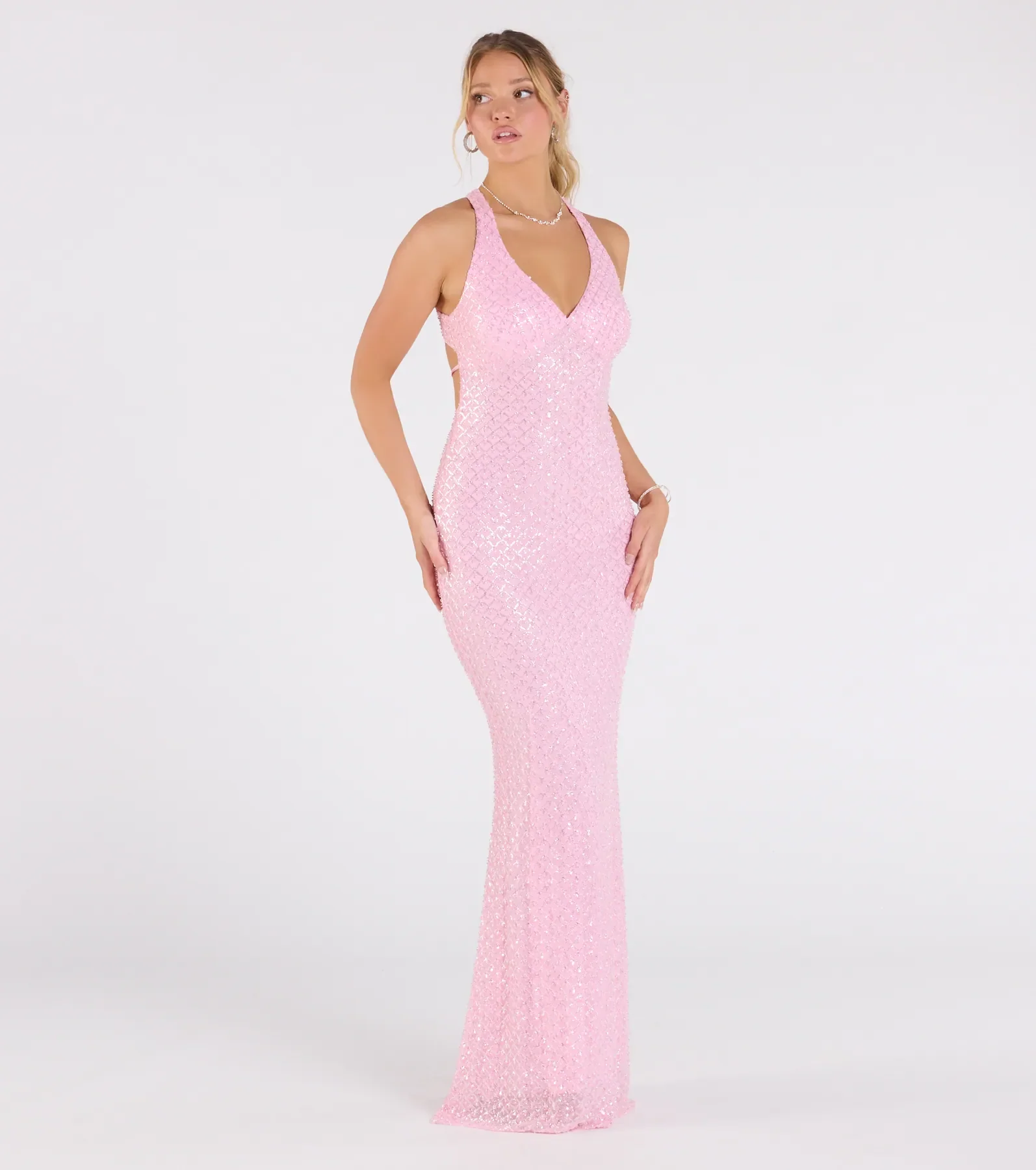 Vanessa Open Back Mermaid Sequin Formal Dress