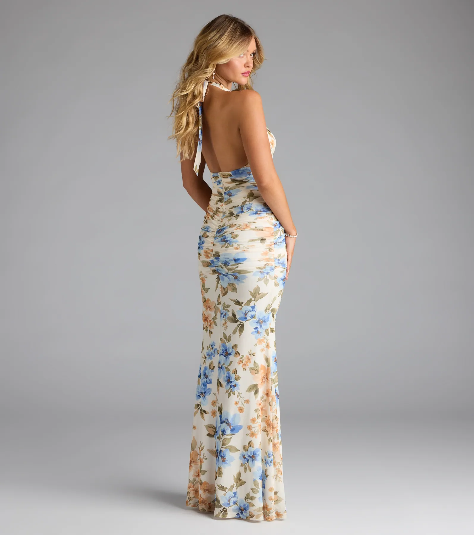 Sereia Halter Floral Mermaid Formal Dress