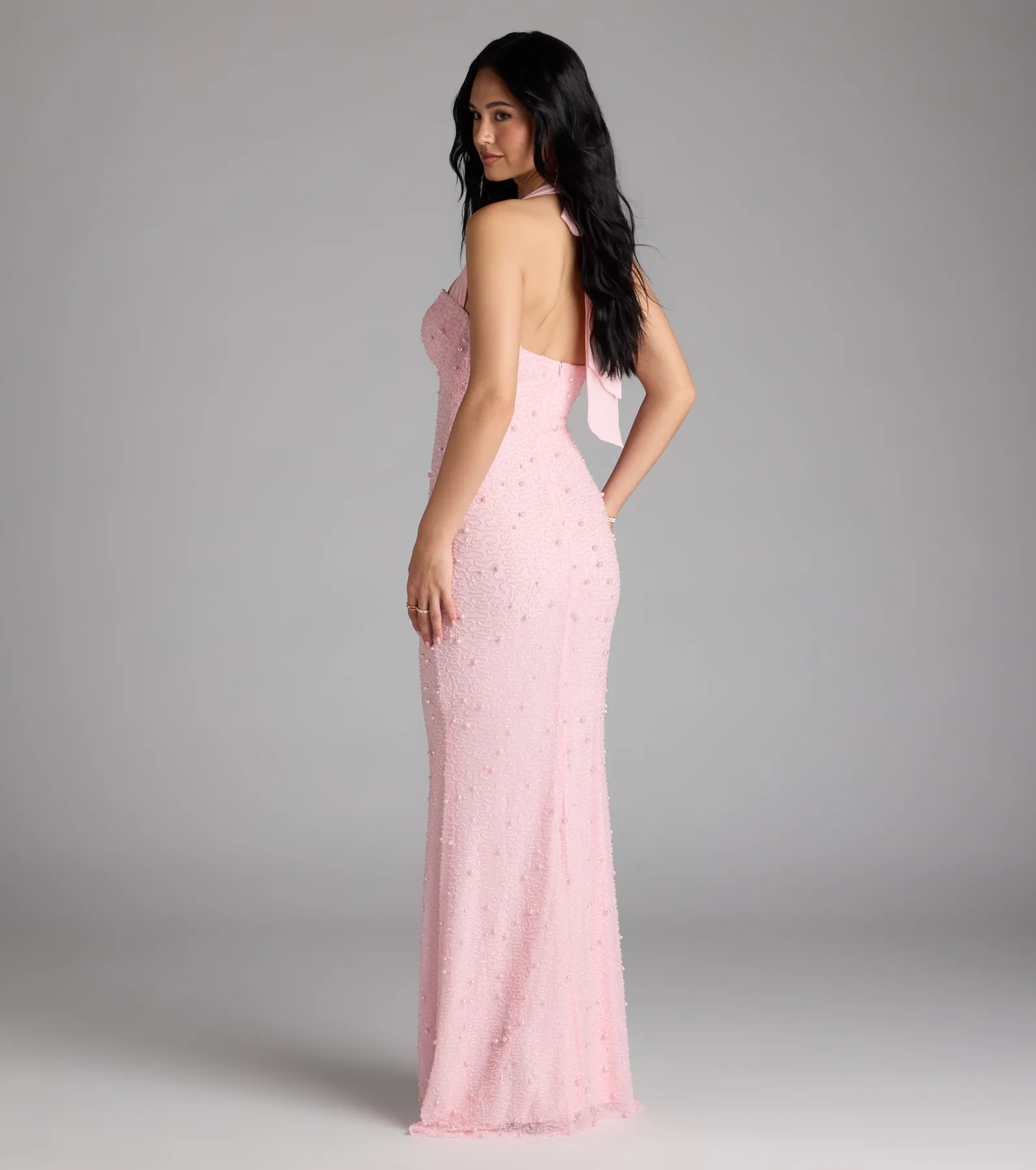 Calla Halter Mermaid Pearl Beaded Formal Dress