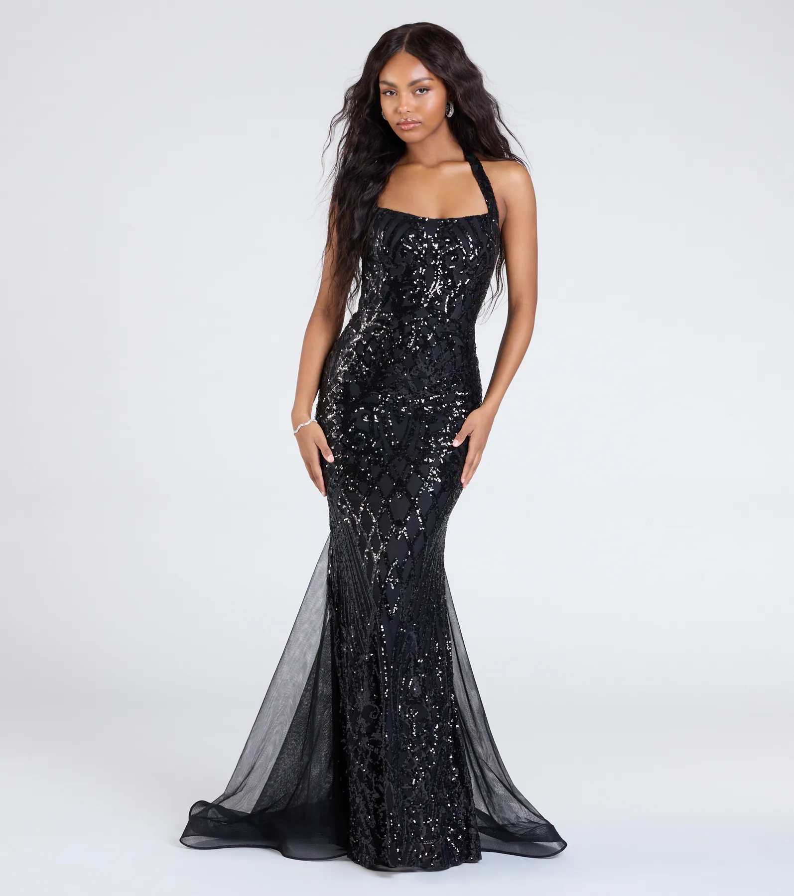 Esmeralda Halter Mermaid Sequin Formal Dress