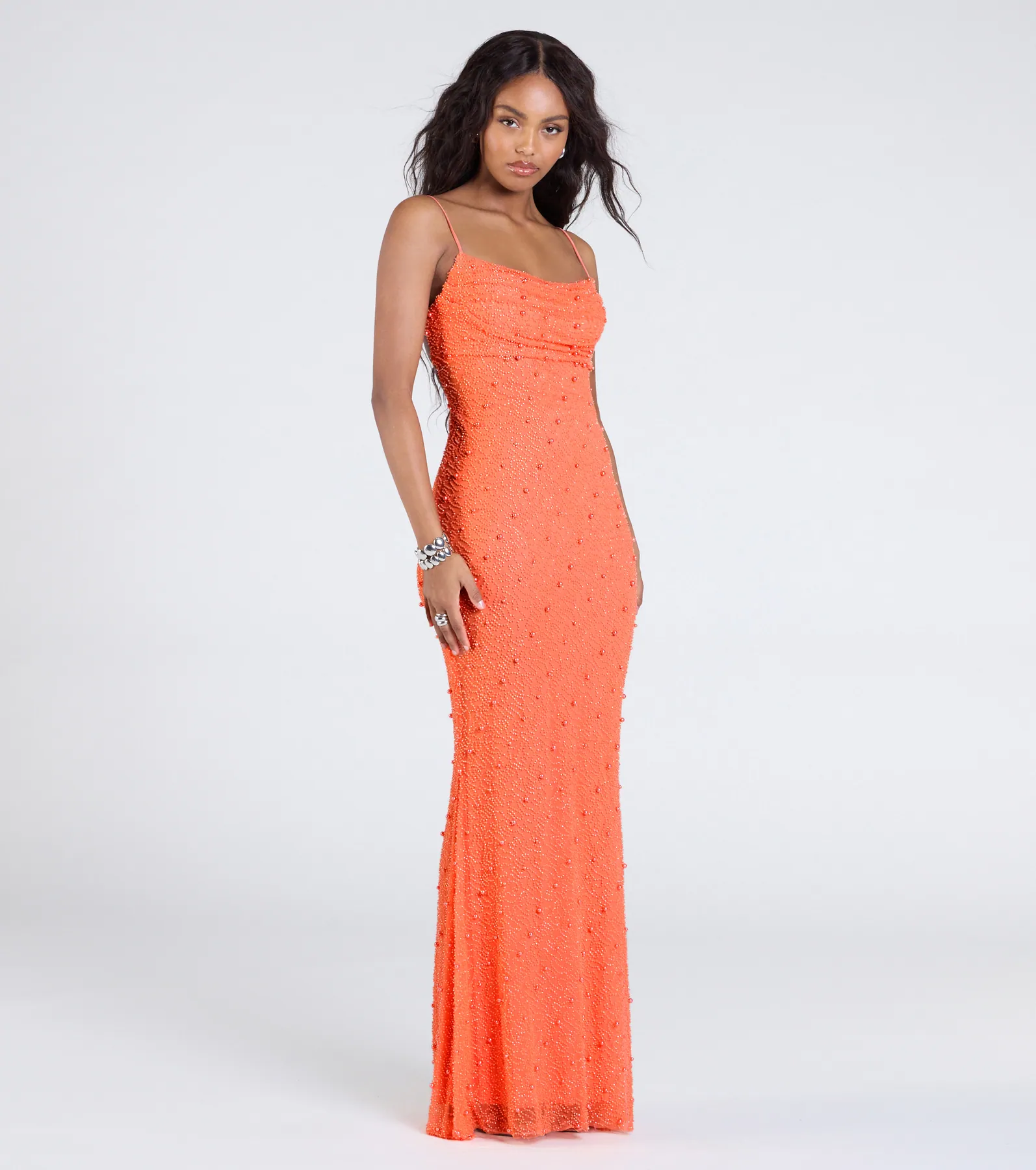 Kerry Open Back Bodycon Pearl Bead Formal Dress