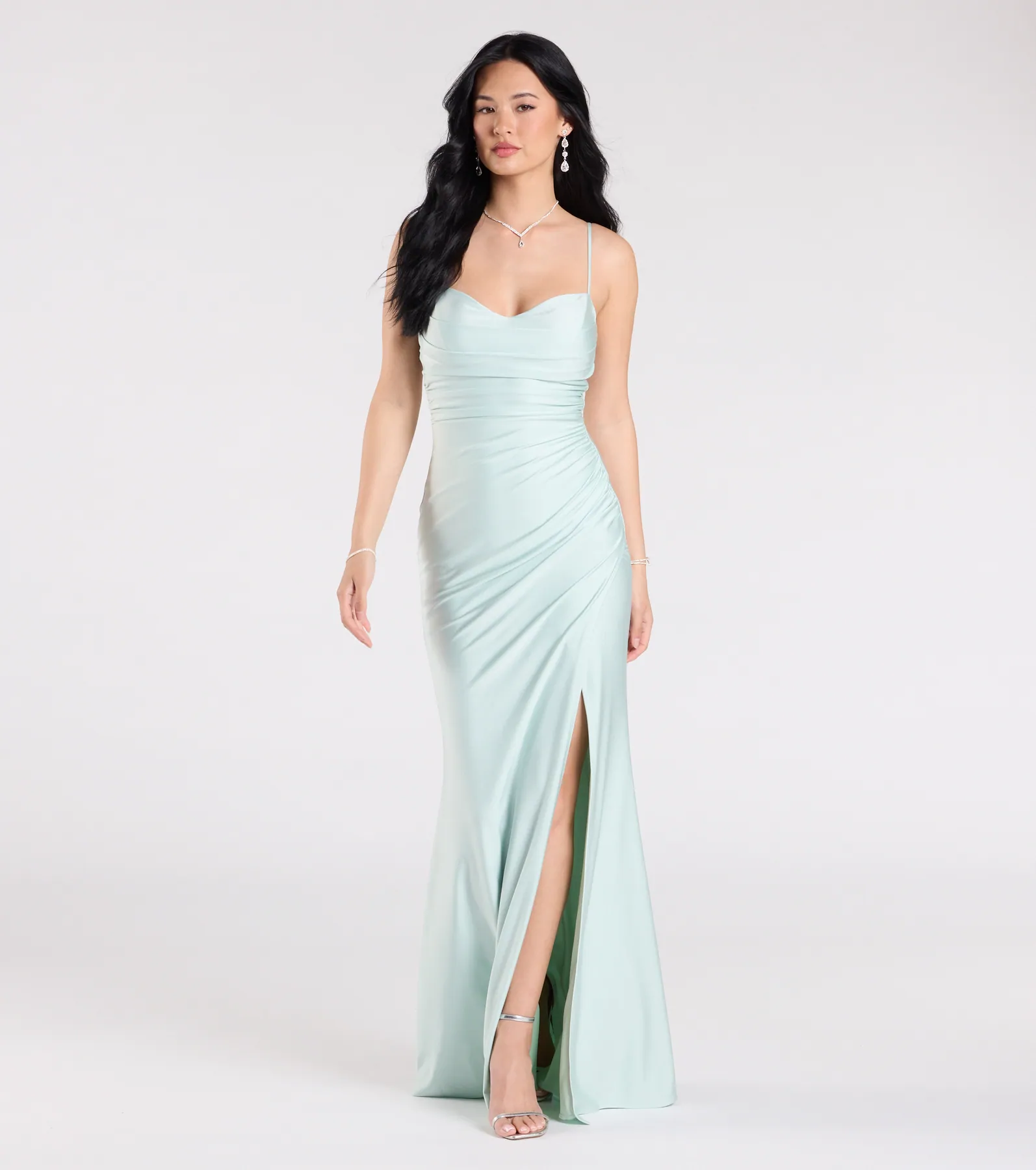 Marcie Cowl Neck Slit Mermaid Formal Dress
