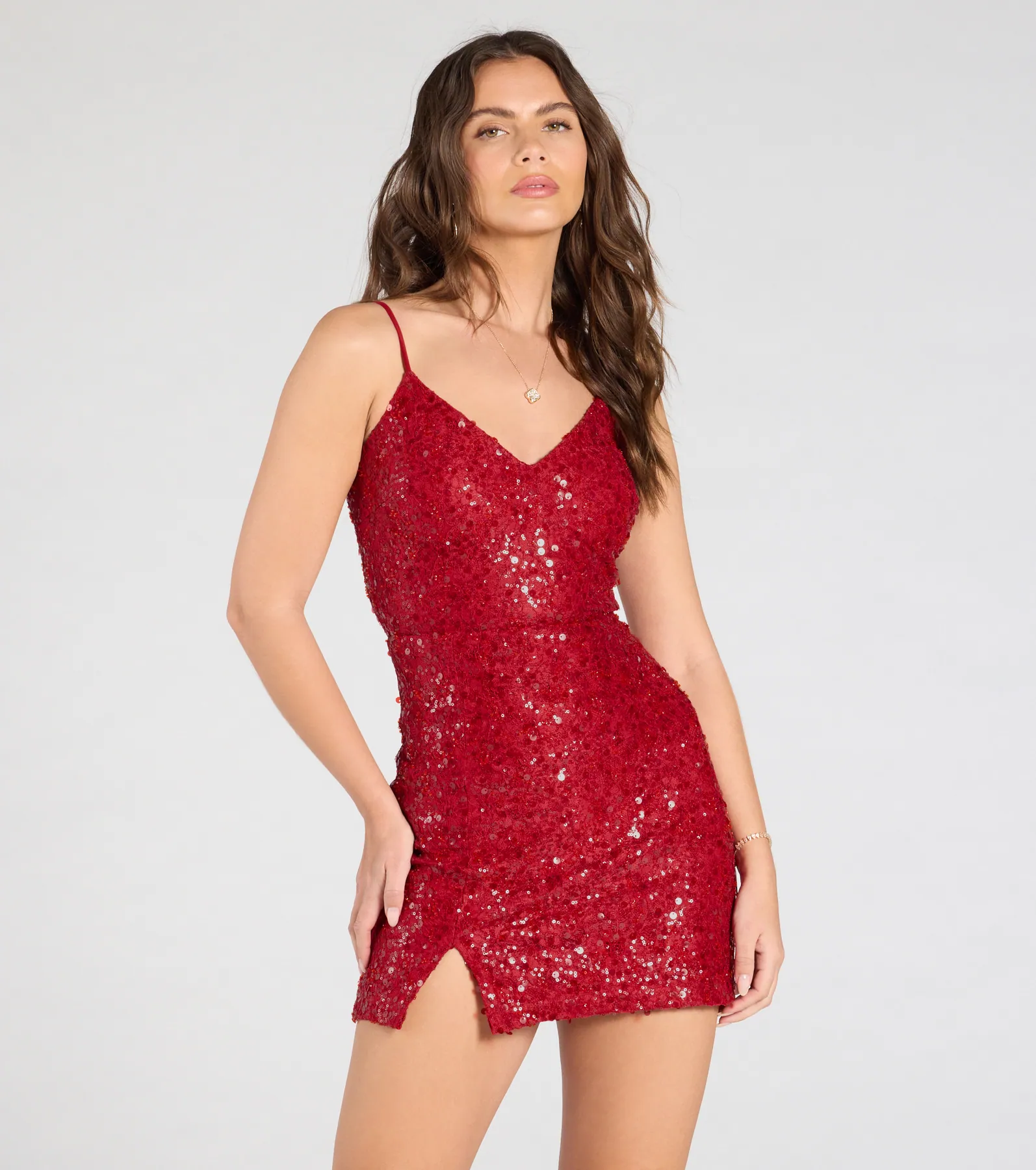 Becky Open Back Sequin Lace Mini Dress