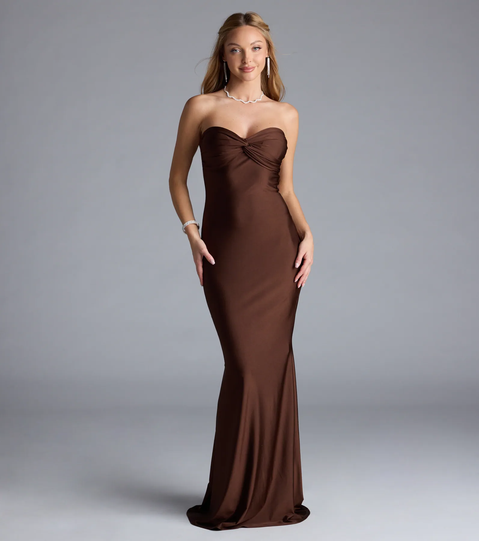 Kimberly Strapless Tie-Back Mermaid Formal Dress