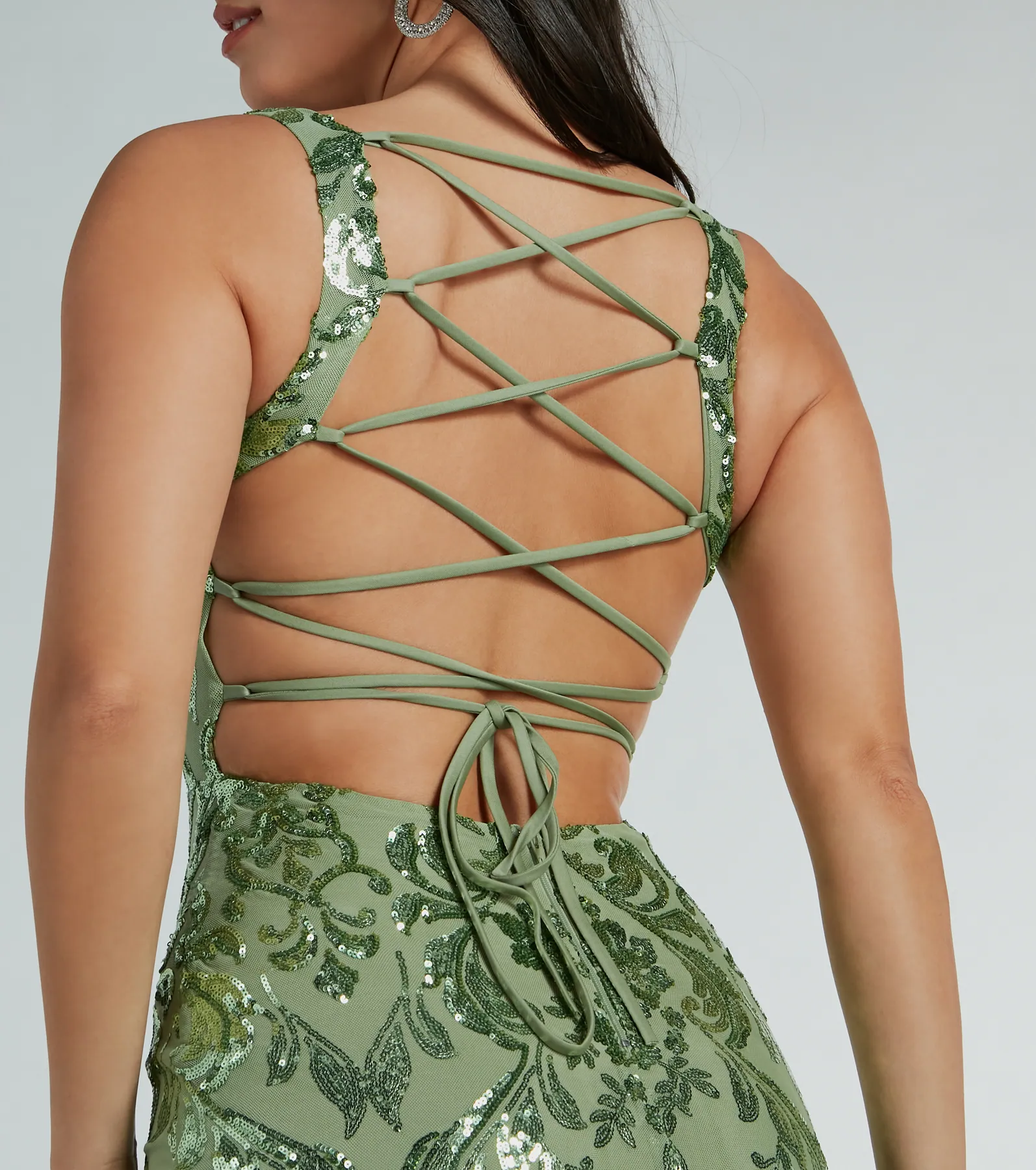 Moira Lace-Up Sequin Formal Dress