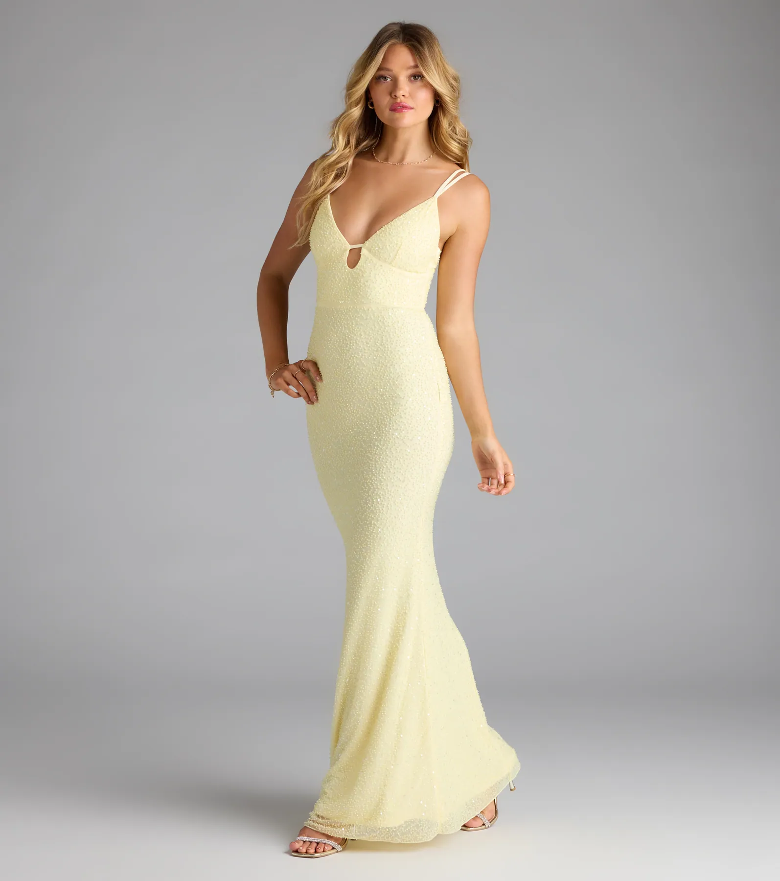 Capriana V-Neck Mermaid Bead Sequin Formal Dress