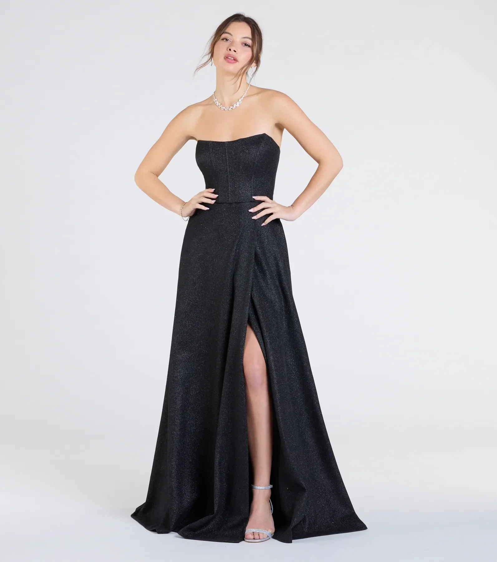 Charlotte Strapless Corset A-Line Glitter Formal Dress