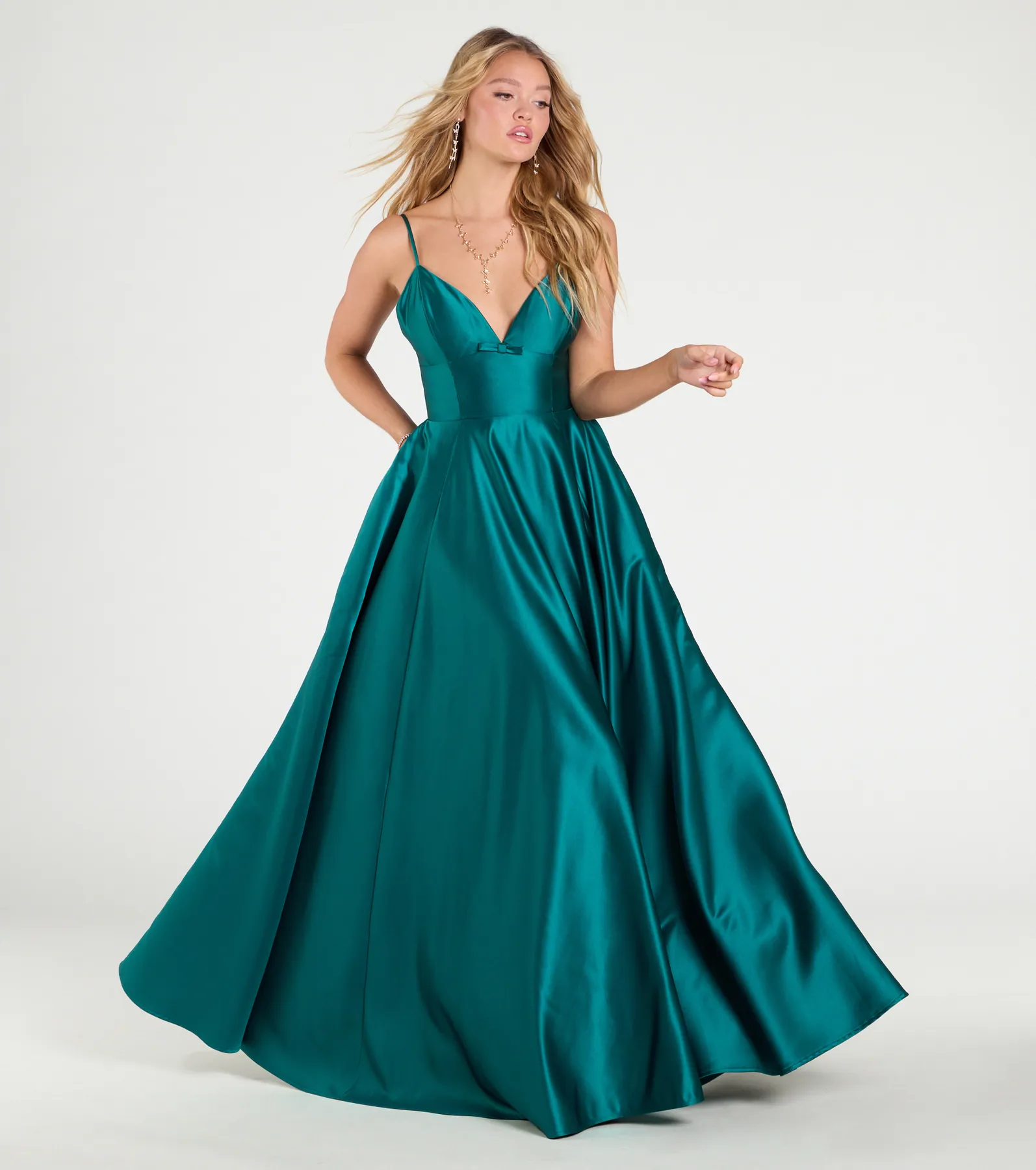 Daniela Satin A-Line Ball Gown