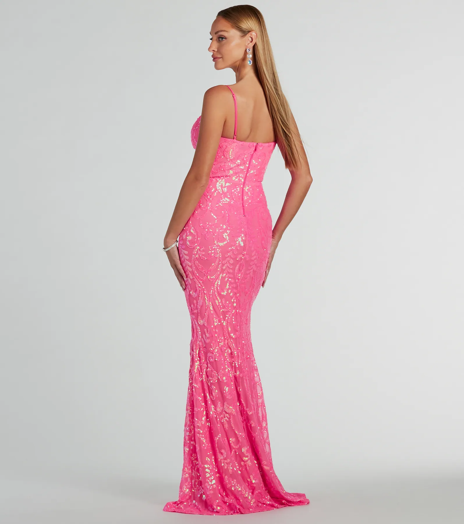 Julissa V-Neck Sequin Mesh Mermaid Dress