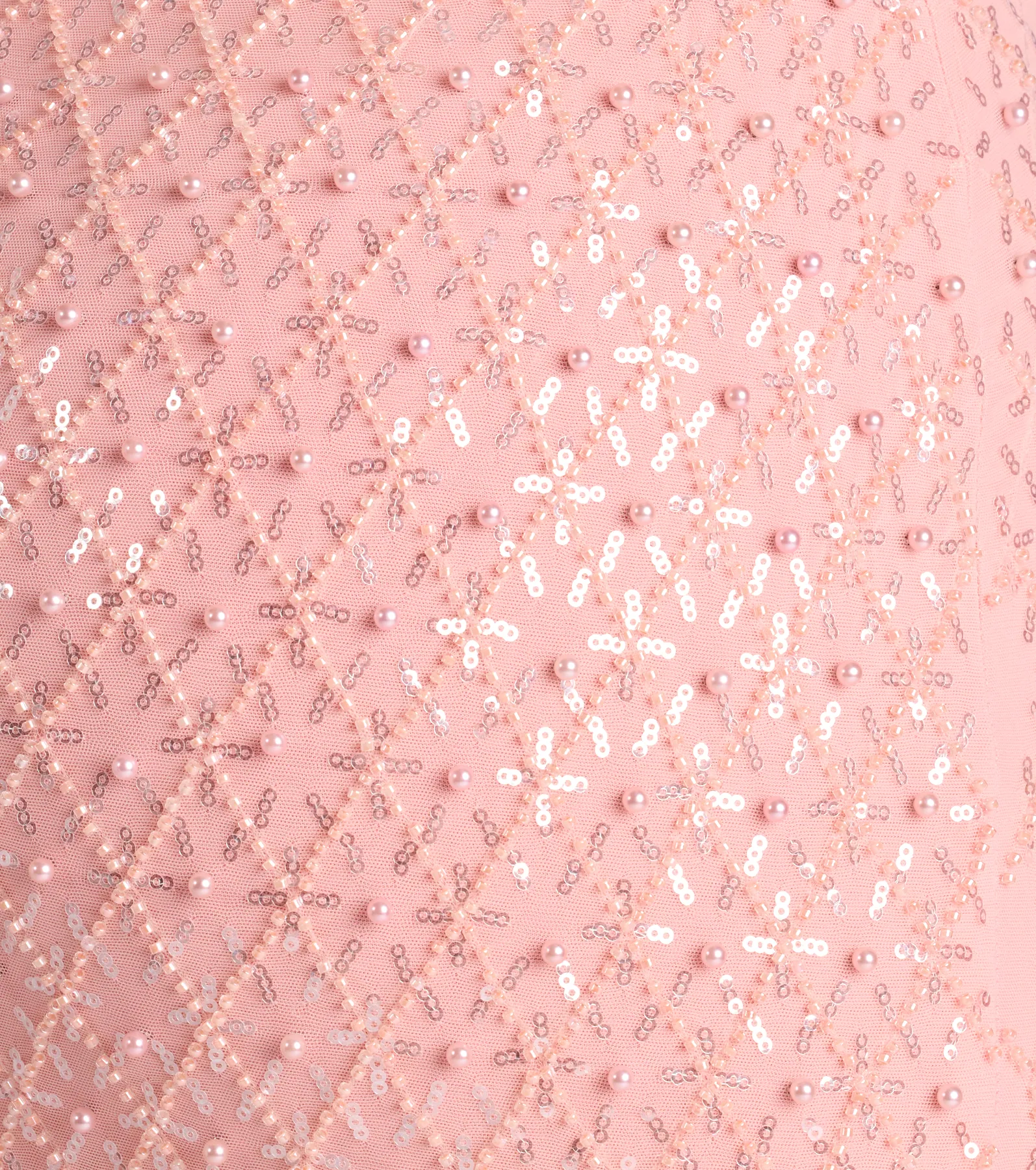 Sophina Cold Shoulder Pearl Beaded Sequin Formal Dress