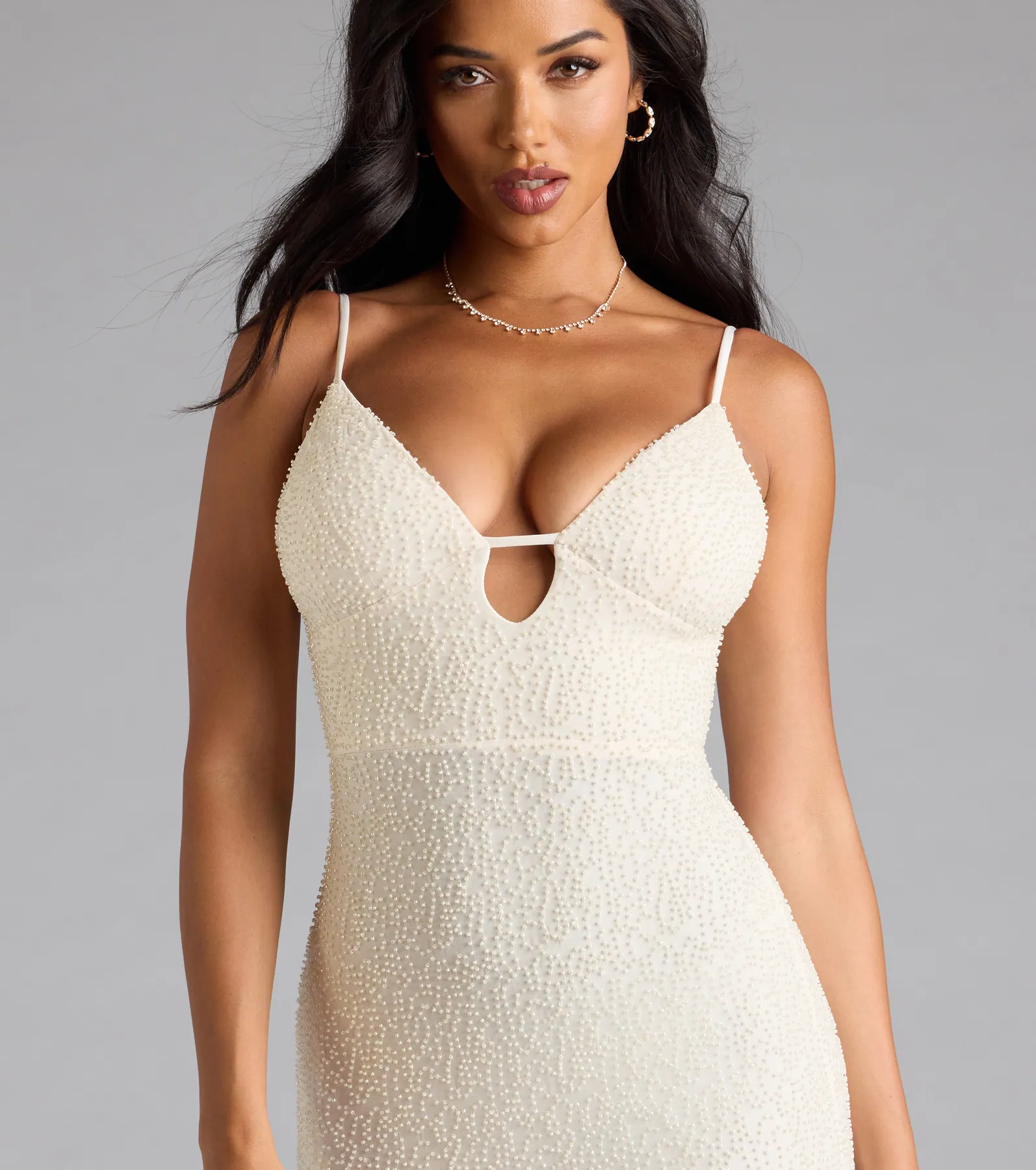 Aiza V-Neck Slit Beaded Formal Dress