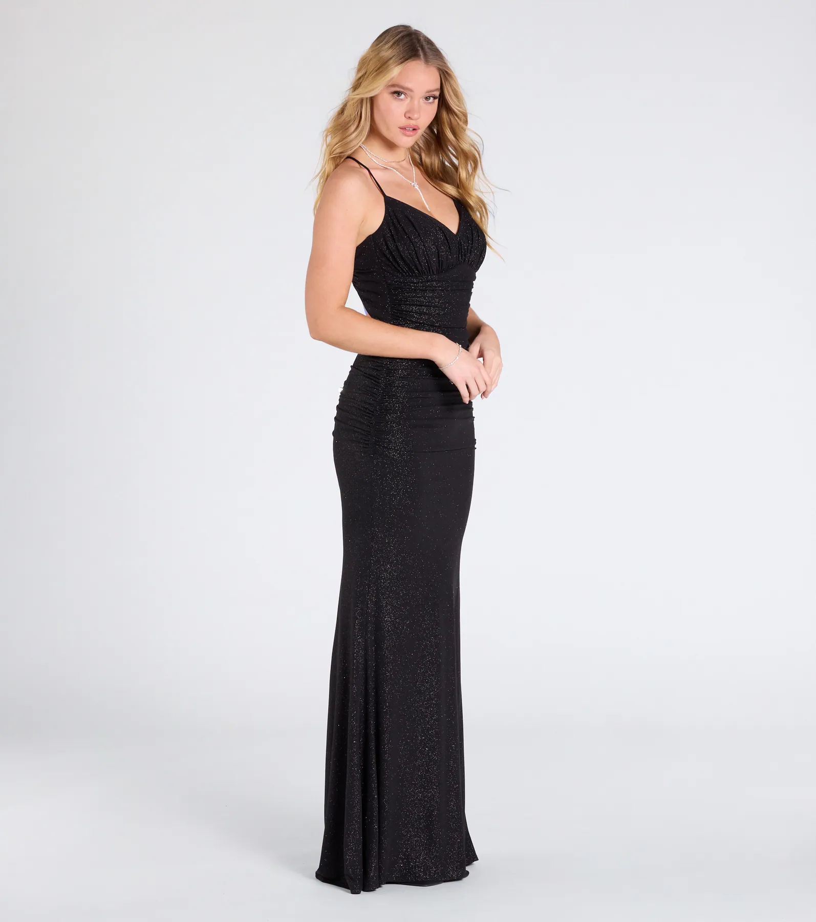 Brigitta Glitter Lace-Up Mermaid Dress