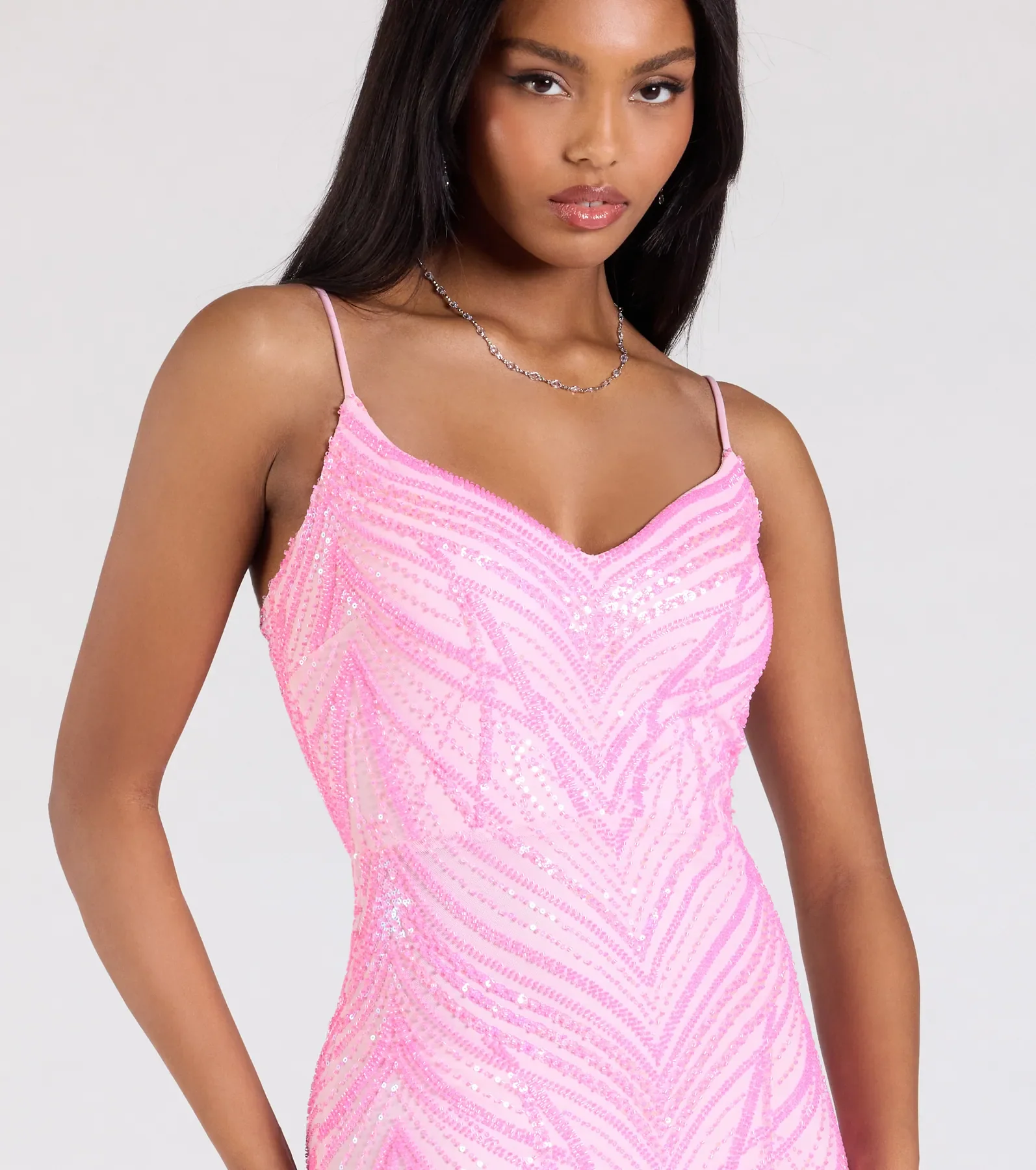 Liv Sleeveless Beaded Sequin Mermaid Dress