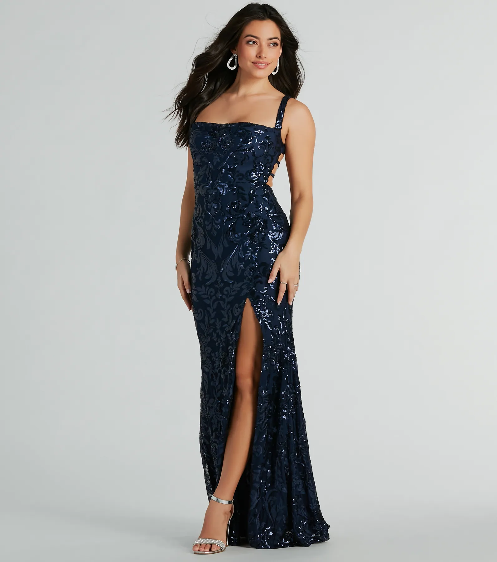 Moira Lace-Up Sequin Formal Dress