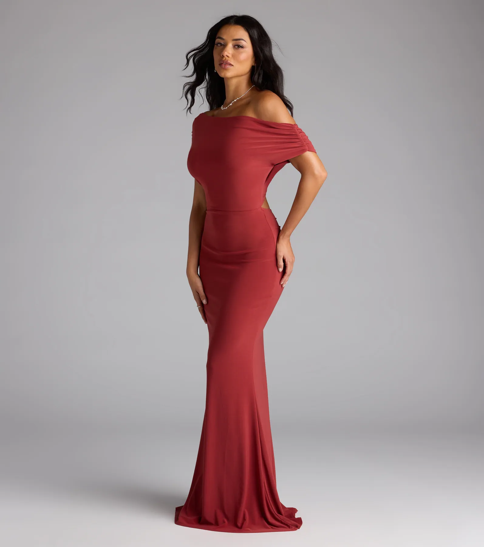 Raven Off-Shoulder Cutout Mermaid Formal Dress
