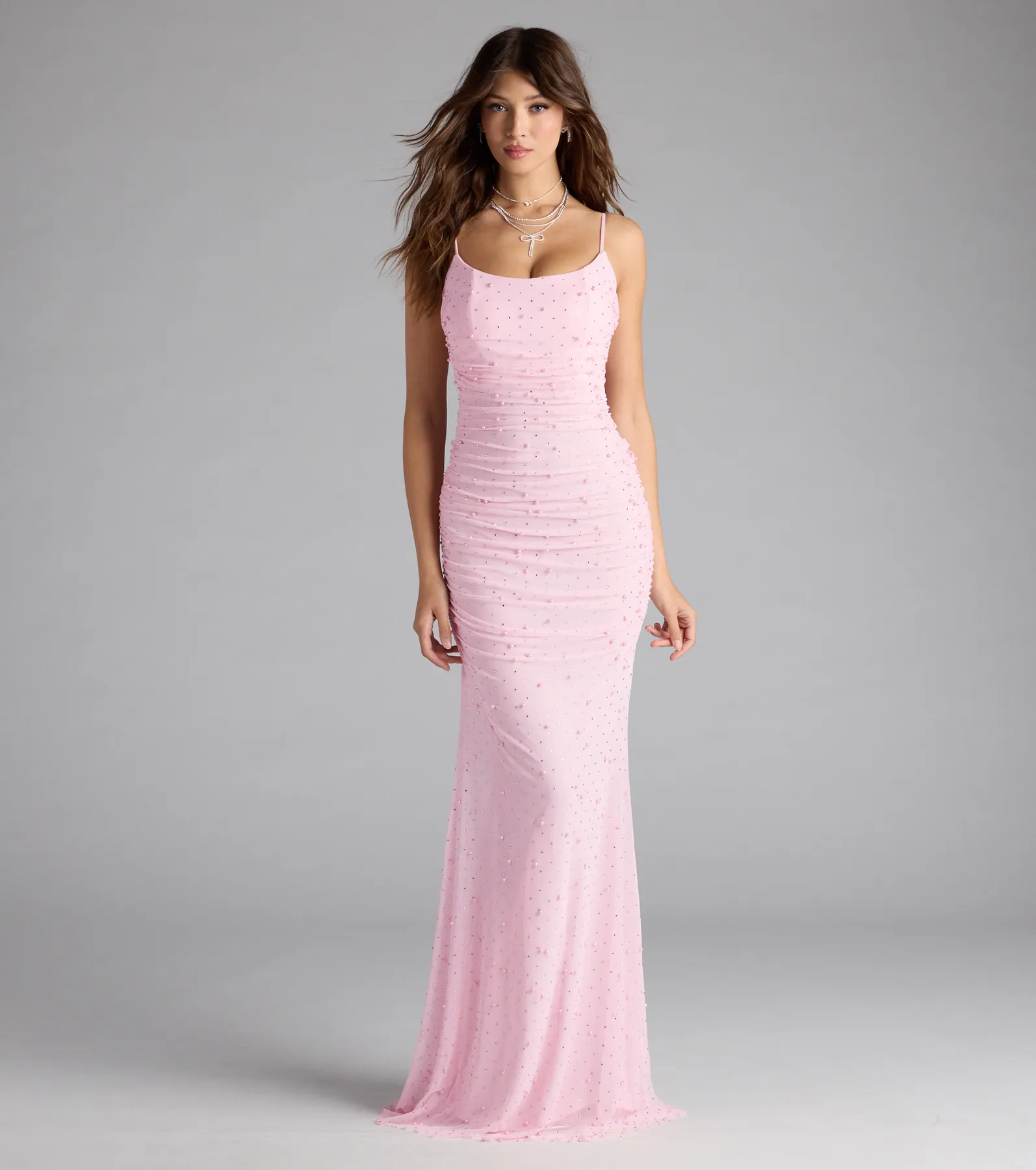 Camilla Mermaid Rhinestone Pearl Formal Dress