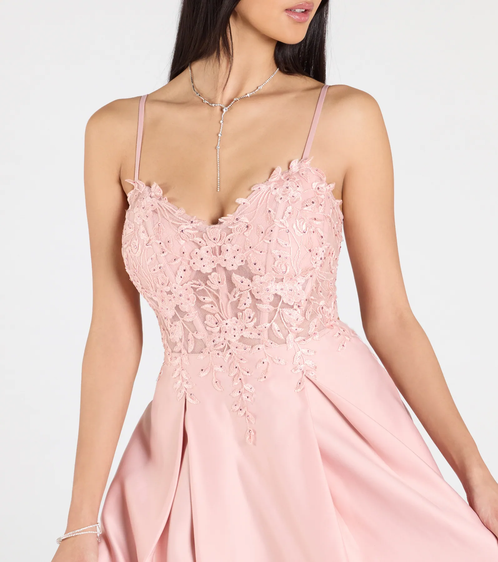 Paloma Corset Applique A-Line Satin Ball Gown