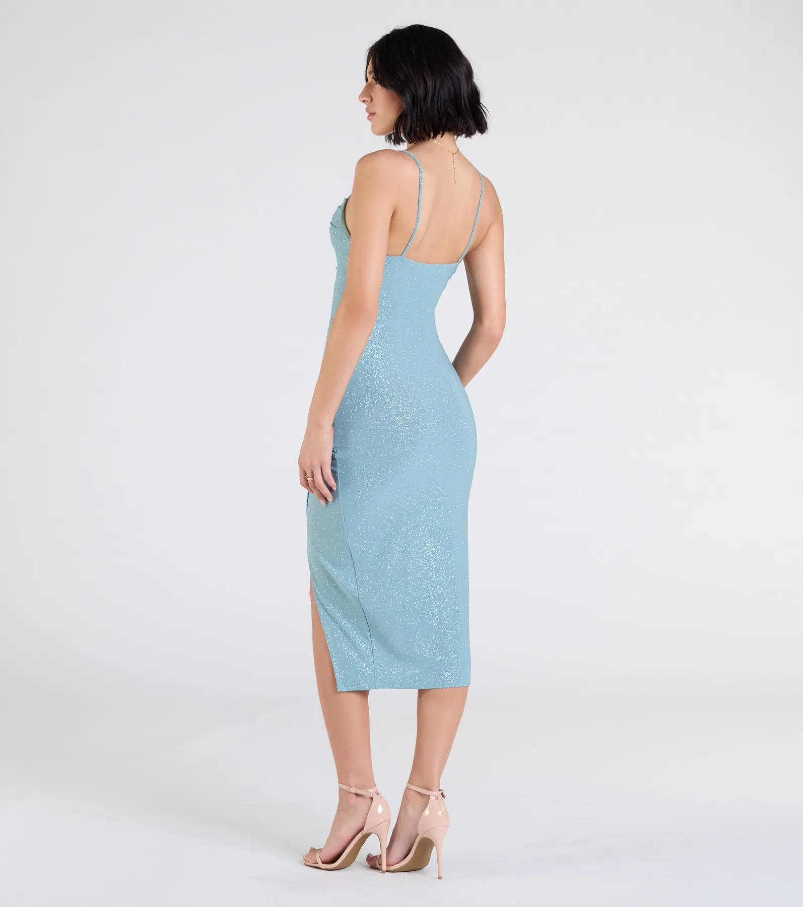 At Midnight Bodycon Glitter Mid Dress