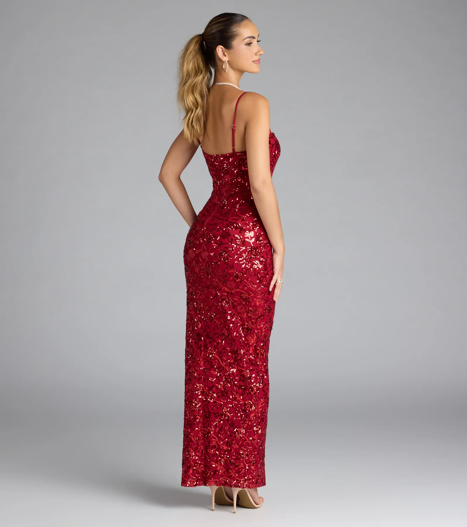 Jolie Sequin Slit Formal Dress