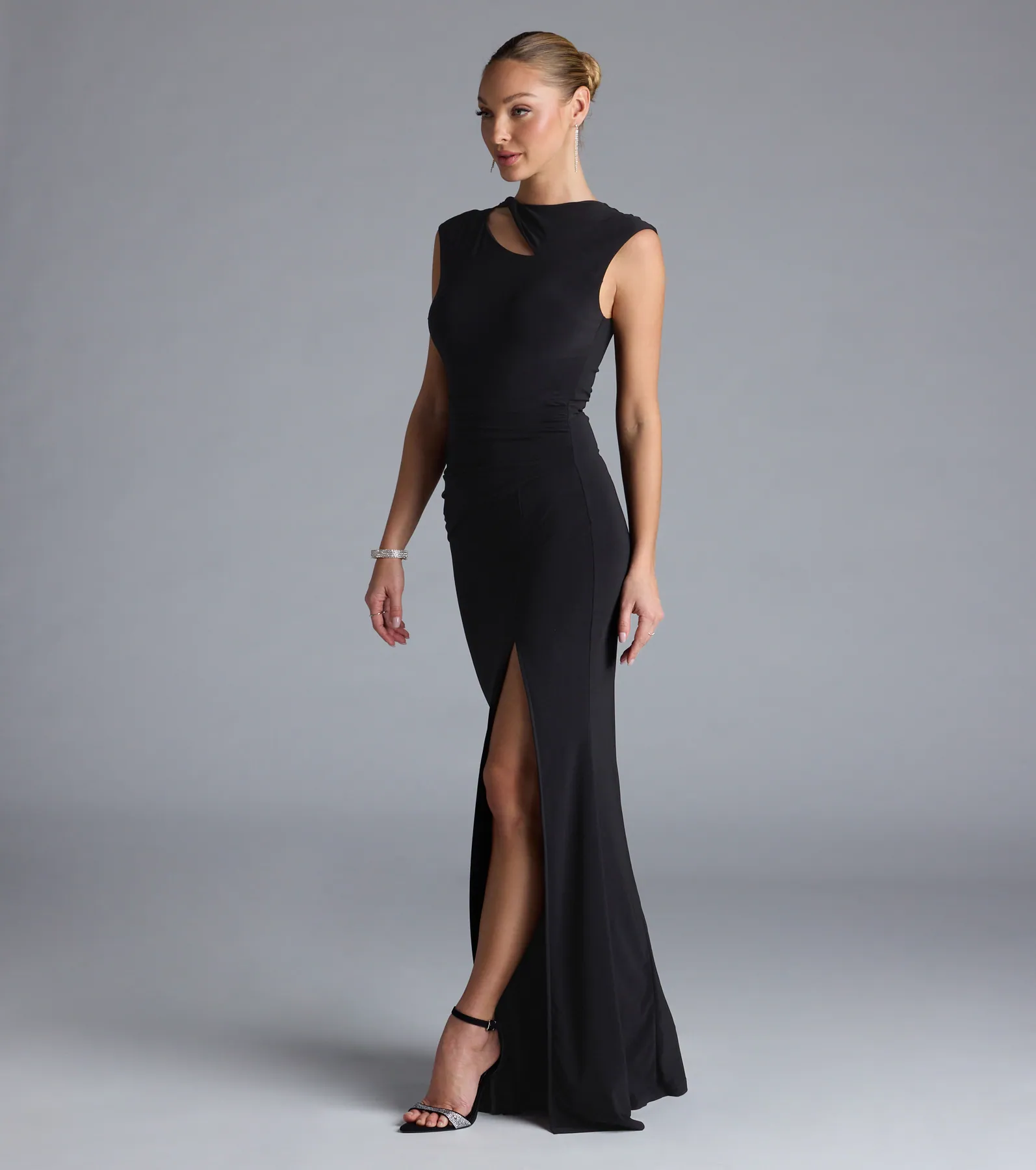 Deirdre Ruched High Slit Mermaid Dress