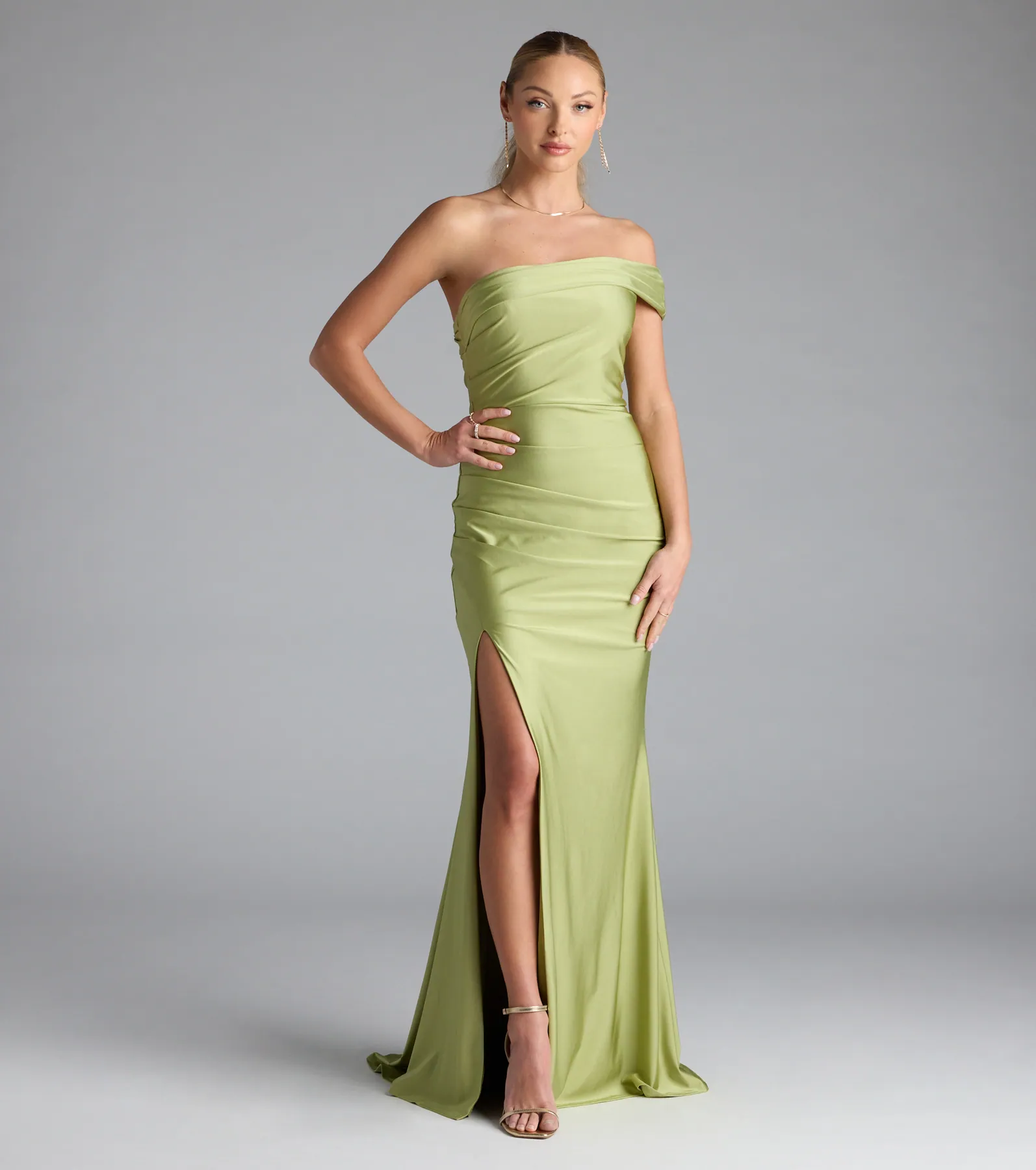 Mona Off-Shoulder Slit Mermaid Formal Dress