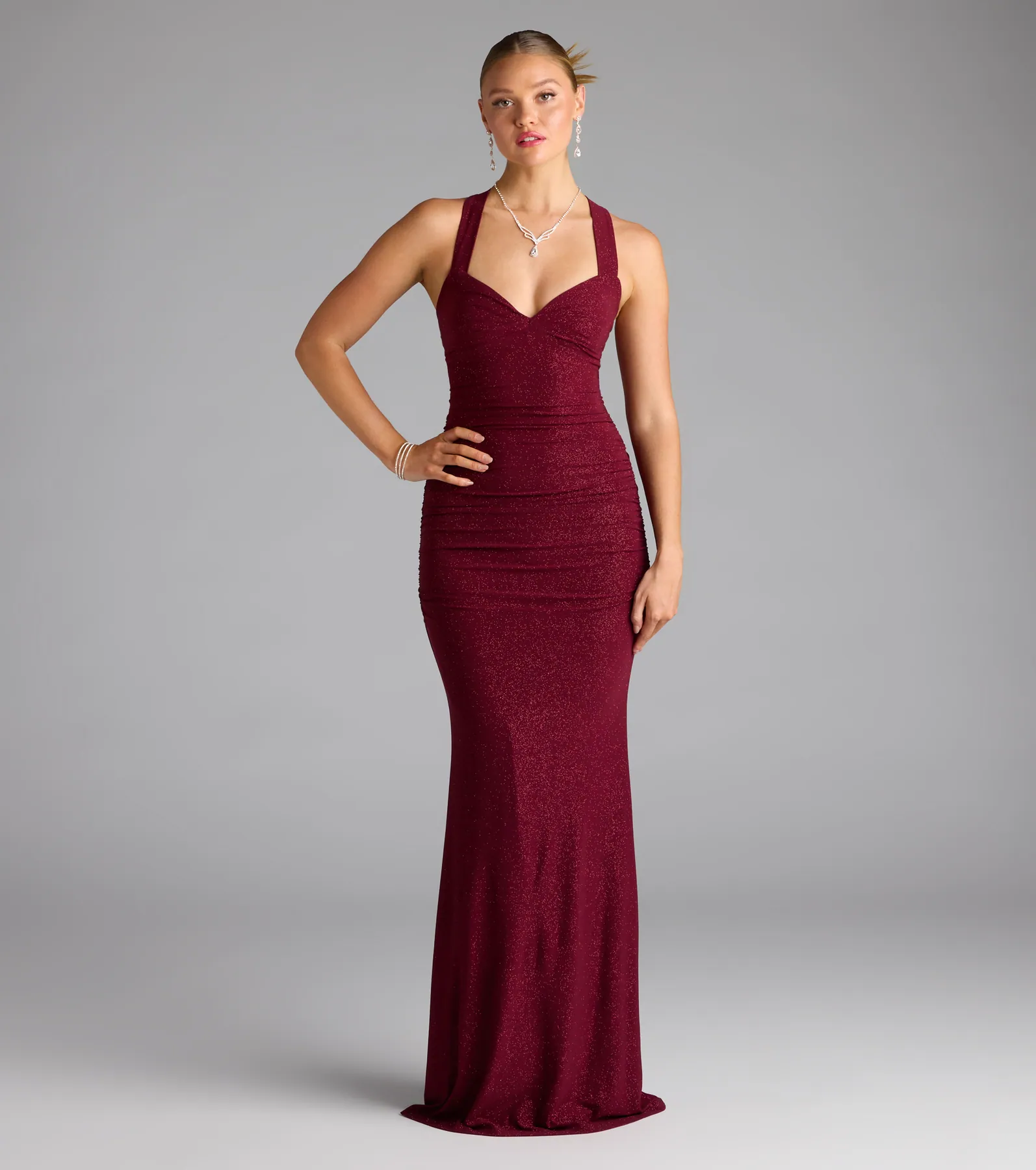 Tatiana Lace-Up Mermaid Glitter Formal Dress