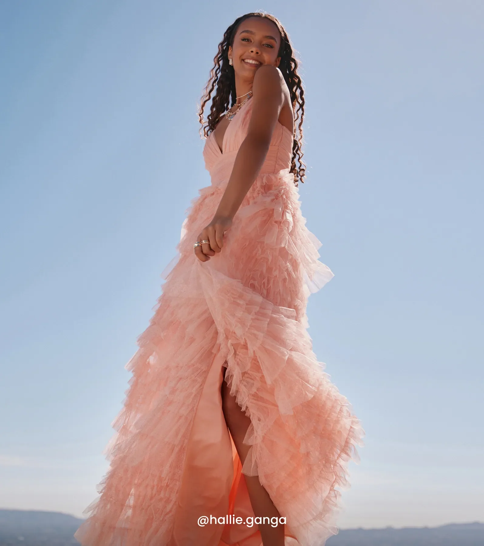 Amabella Ruffled Glitter Tulle Ball Gown