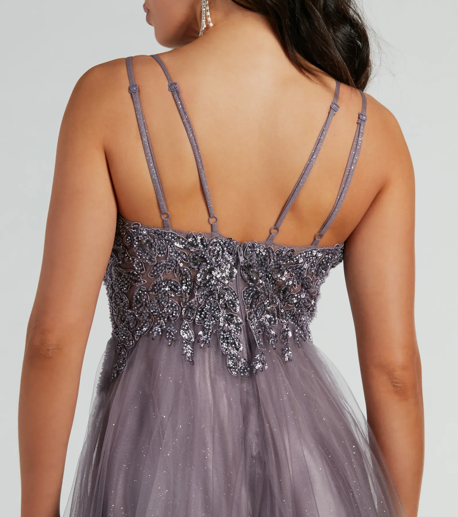Vanessa A-Line Glitter Tulle Formal Dress