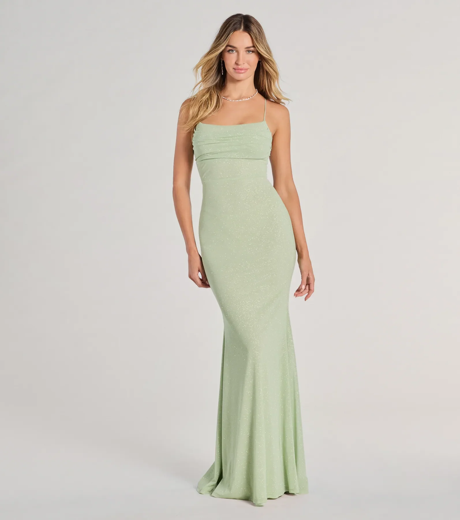 Molly Lace-Up Mermaid Glitter Formal Dress