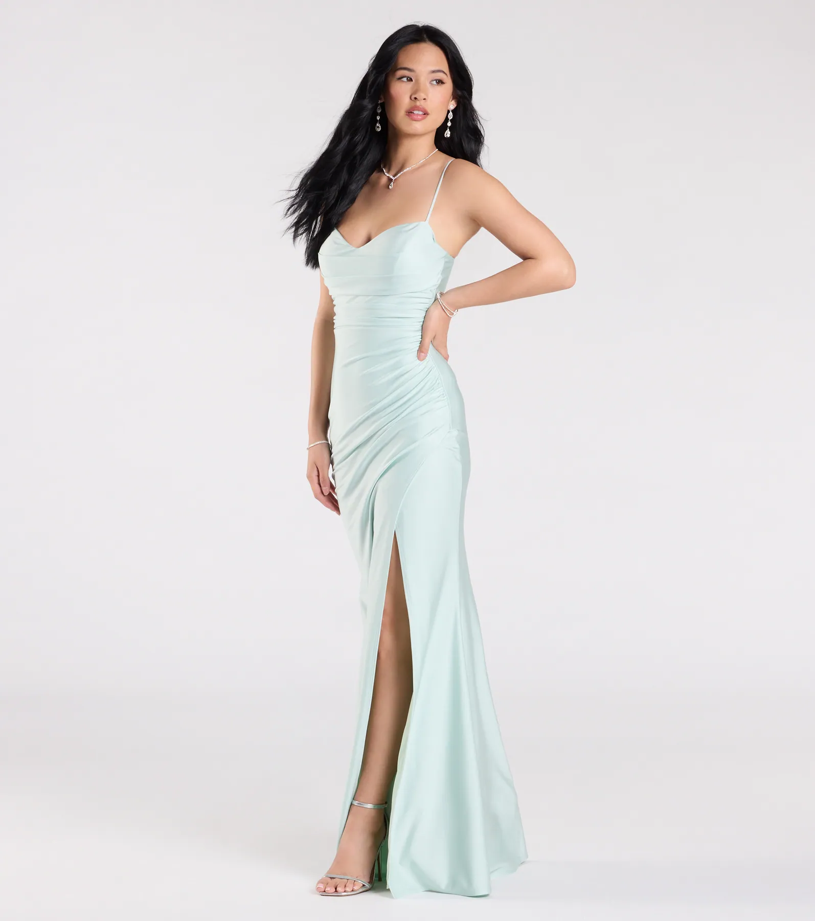 Marcie Cowl Neck Slit Mermaid Formal Dress