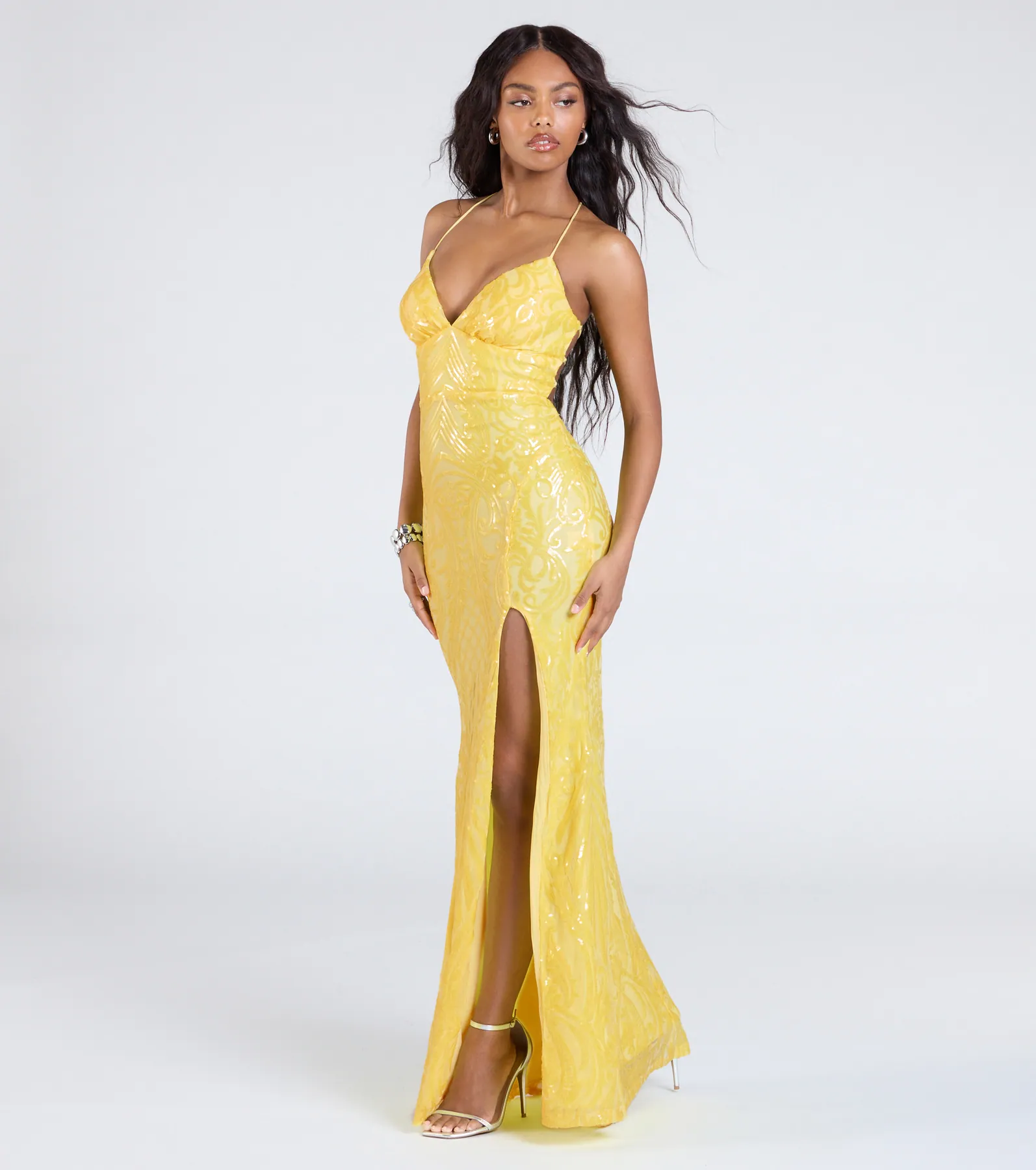 Saige Formal Sequin Lace-Up Mermaid Dress