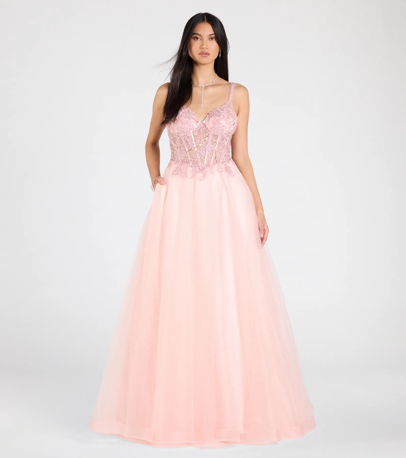 Mae Corset Lace-Up A-Line Ball Gown