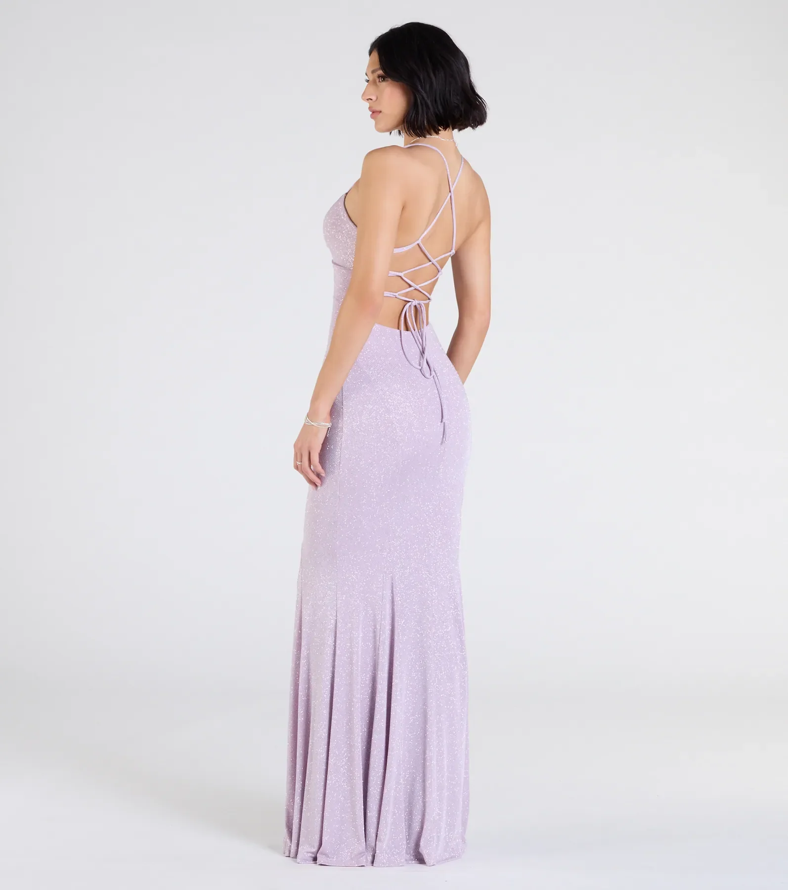 Liz Lace-Up Mermaid Glitter Formal Dress