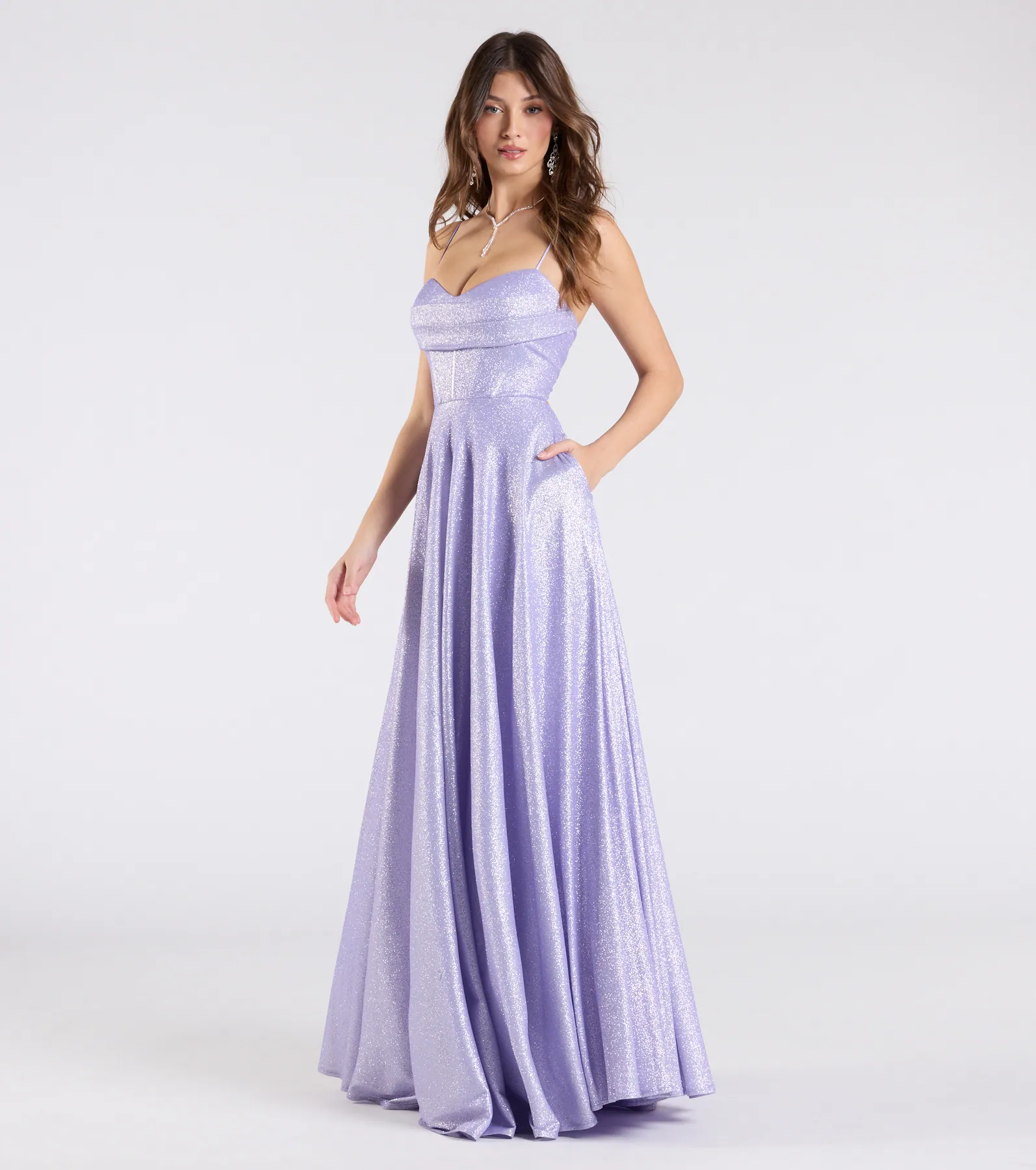 Hattie Glitter Corset Lace-Up Ball Gown