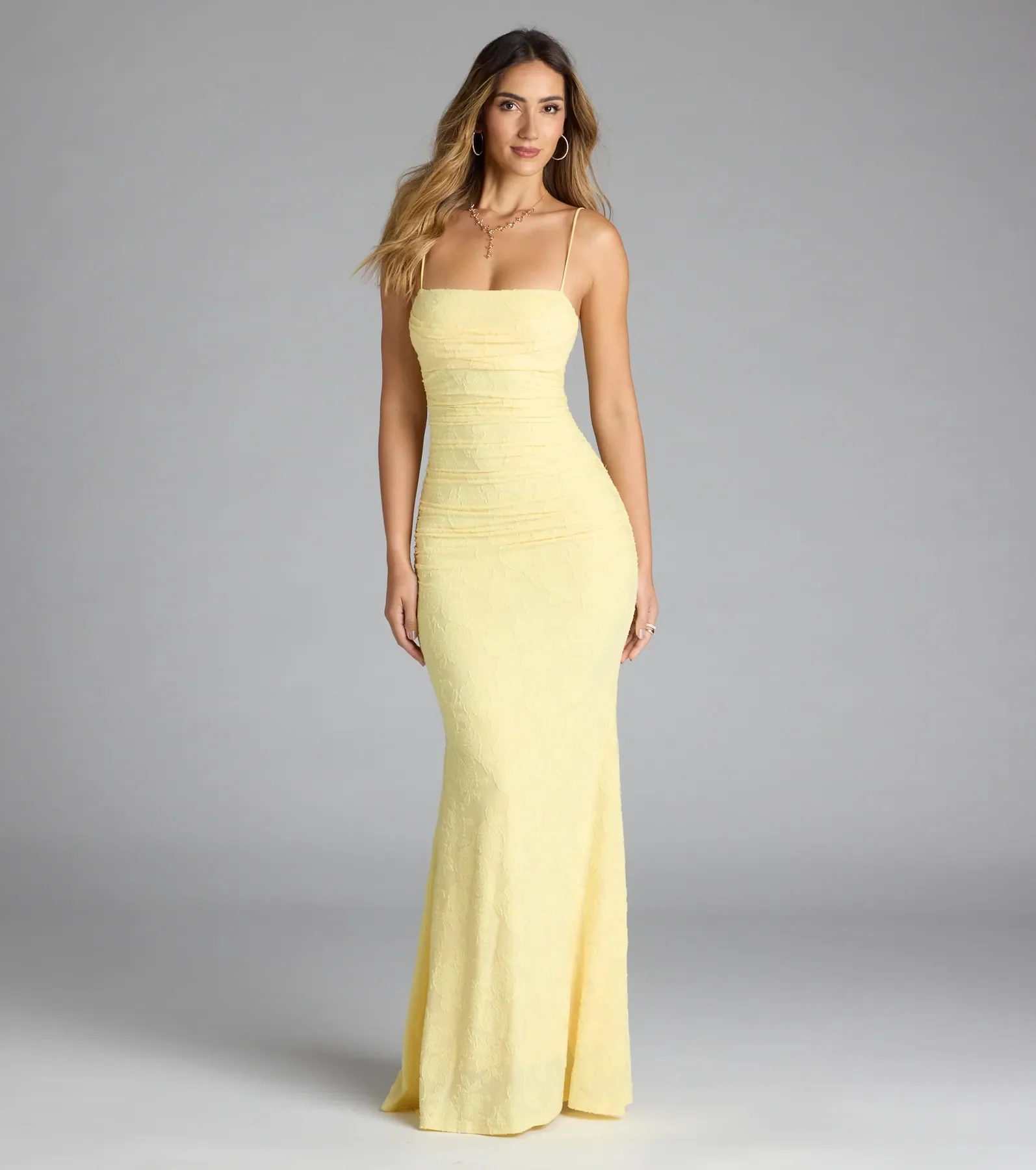 Alba Cowl Neck Mermaid Floral Formal Dress