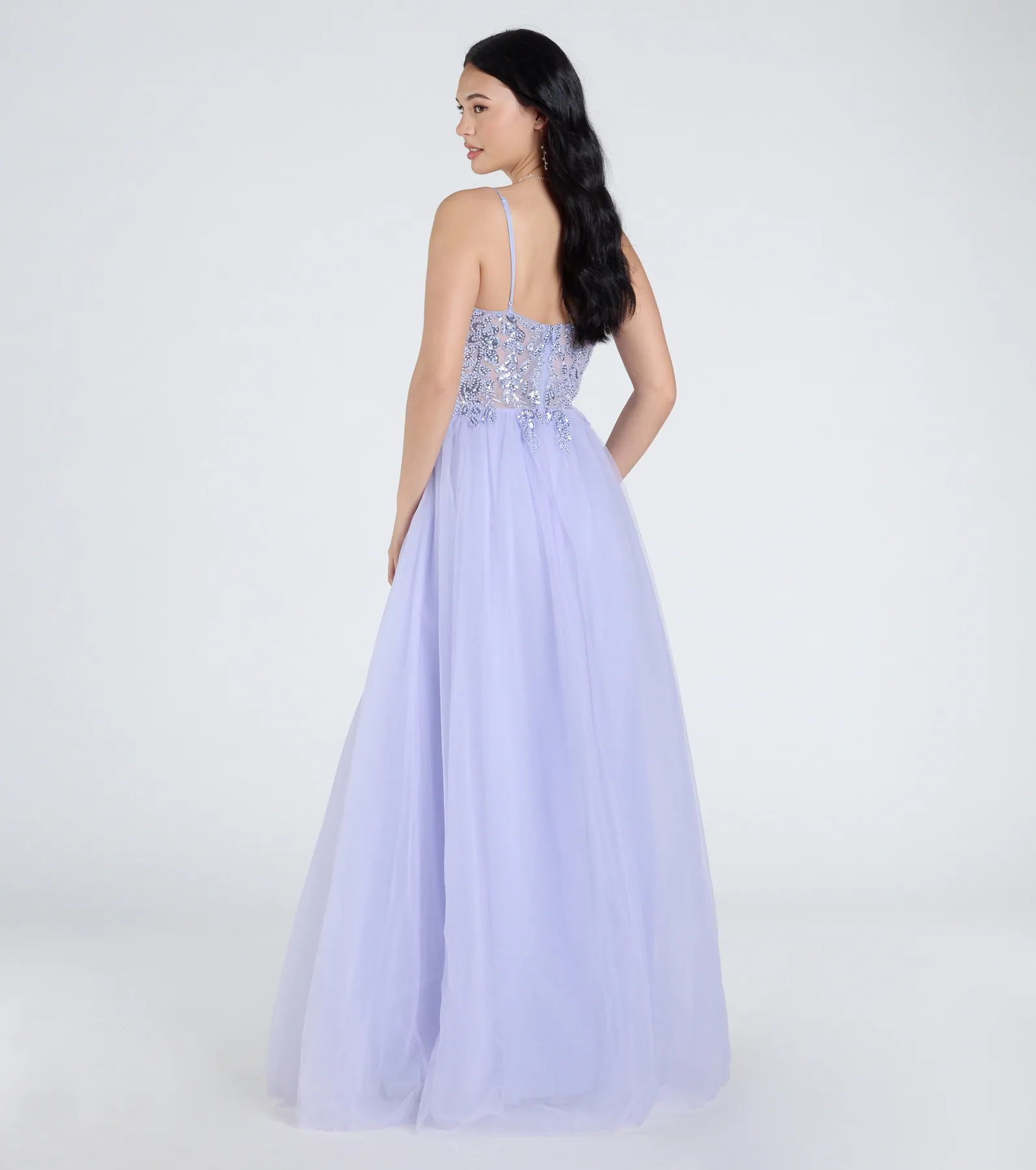 Alia Sequin Applique A-Line Tulle Formal Dress