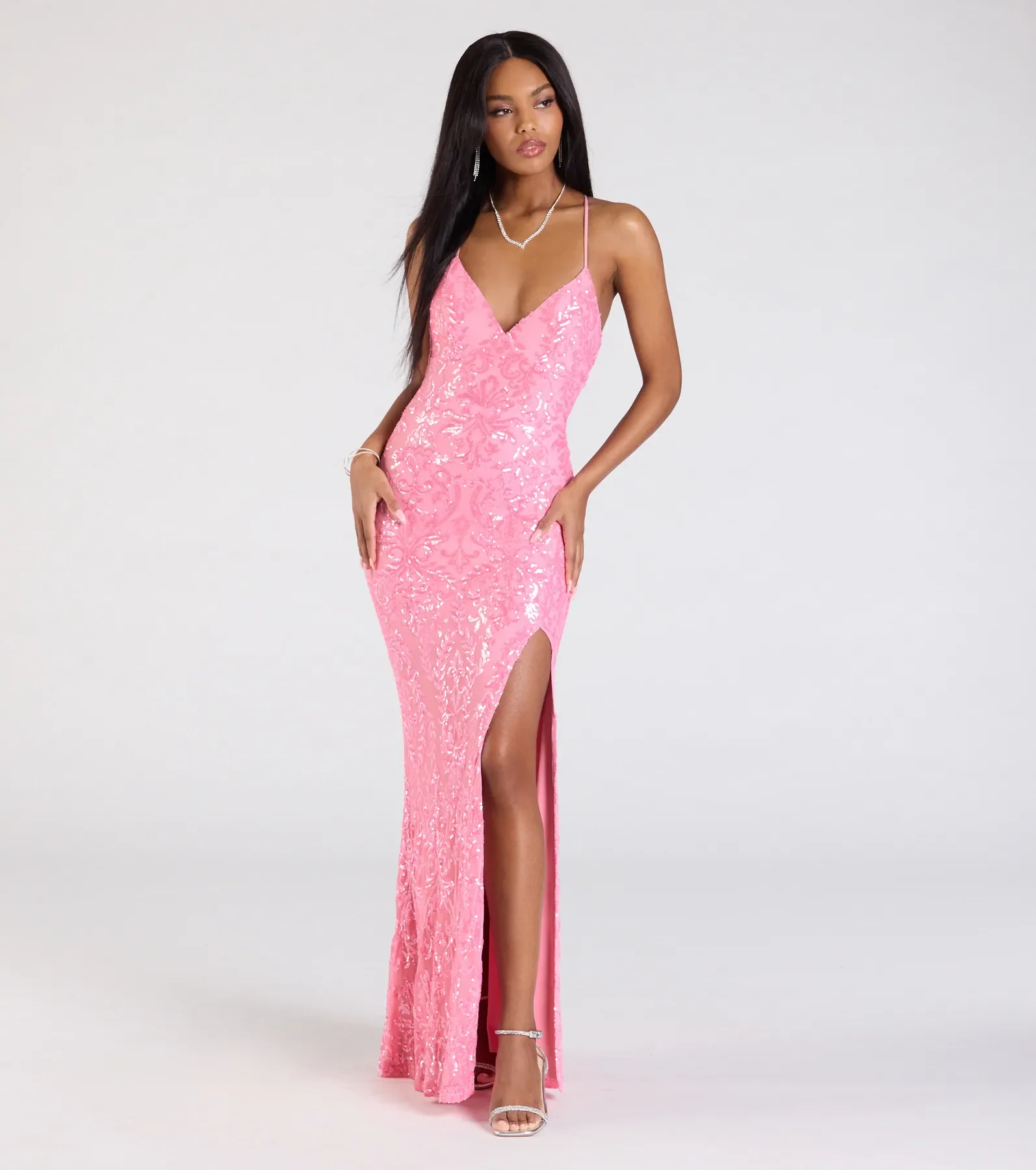 Lora Sequin Lace-Up Mermaid Dress