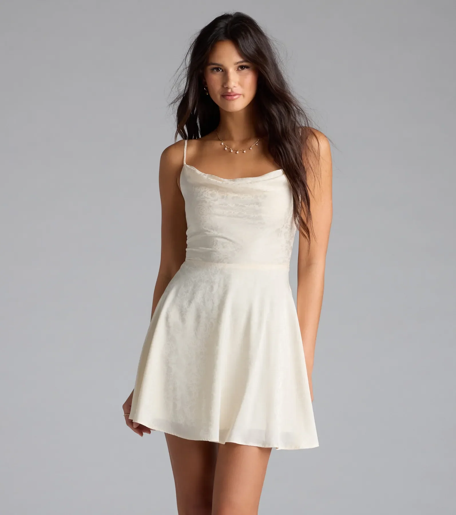 Jianna Floral Satin Short A-Line Dress