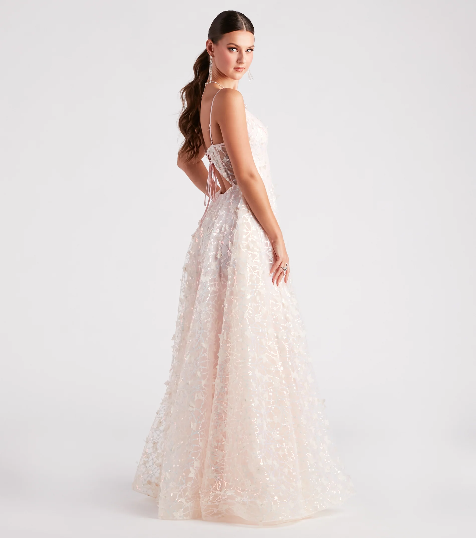 Kallie Butterfly Mesh A-Line Ball Gown