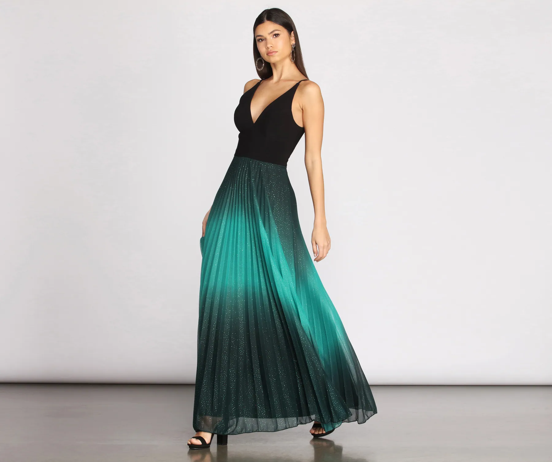 Mishka Pleated Ombre Formal Dress
