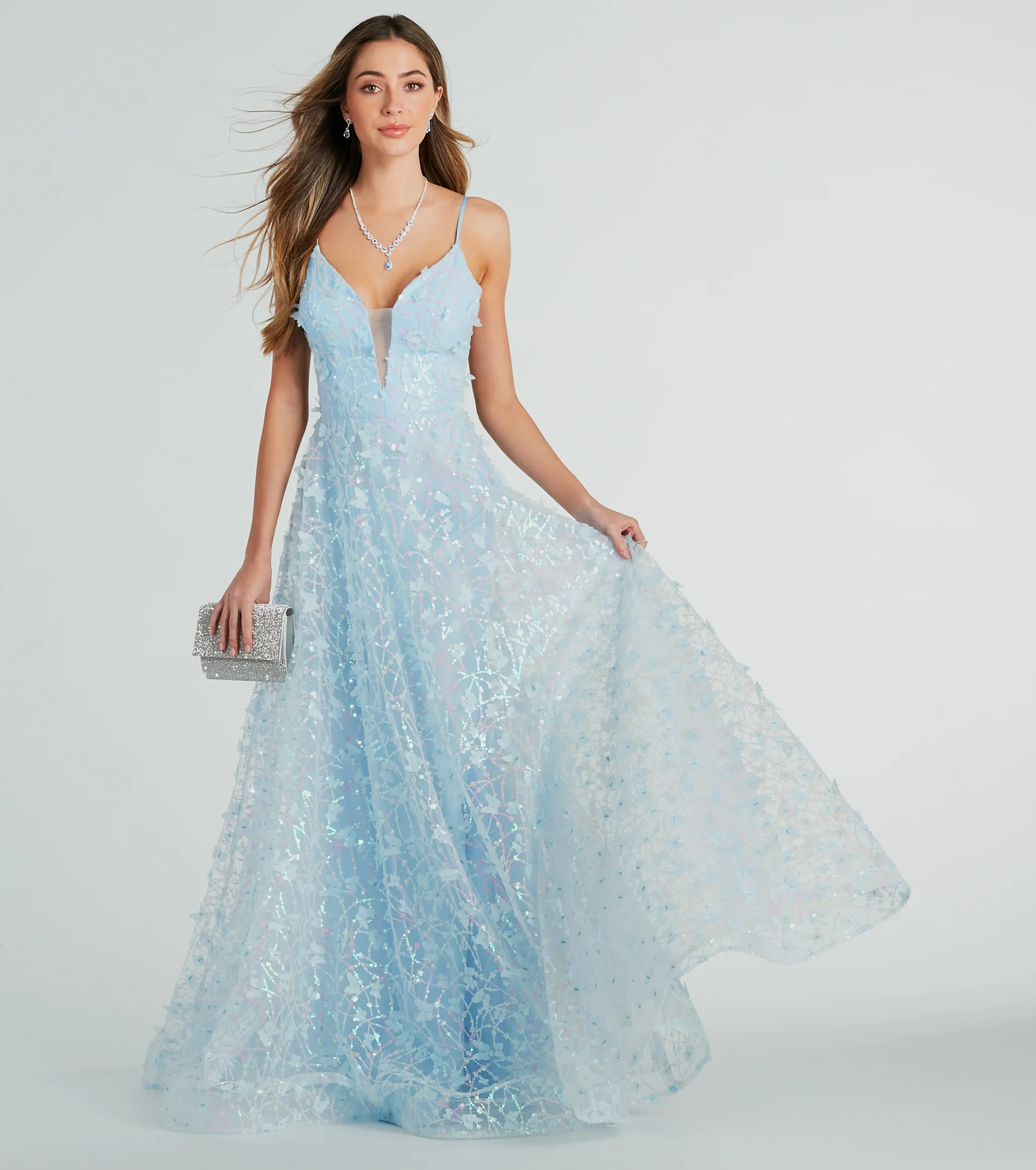 Kallie Butterfly Mesh A-Line Ball Gown