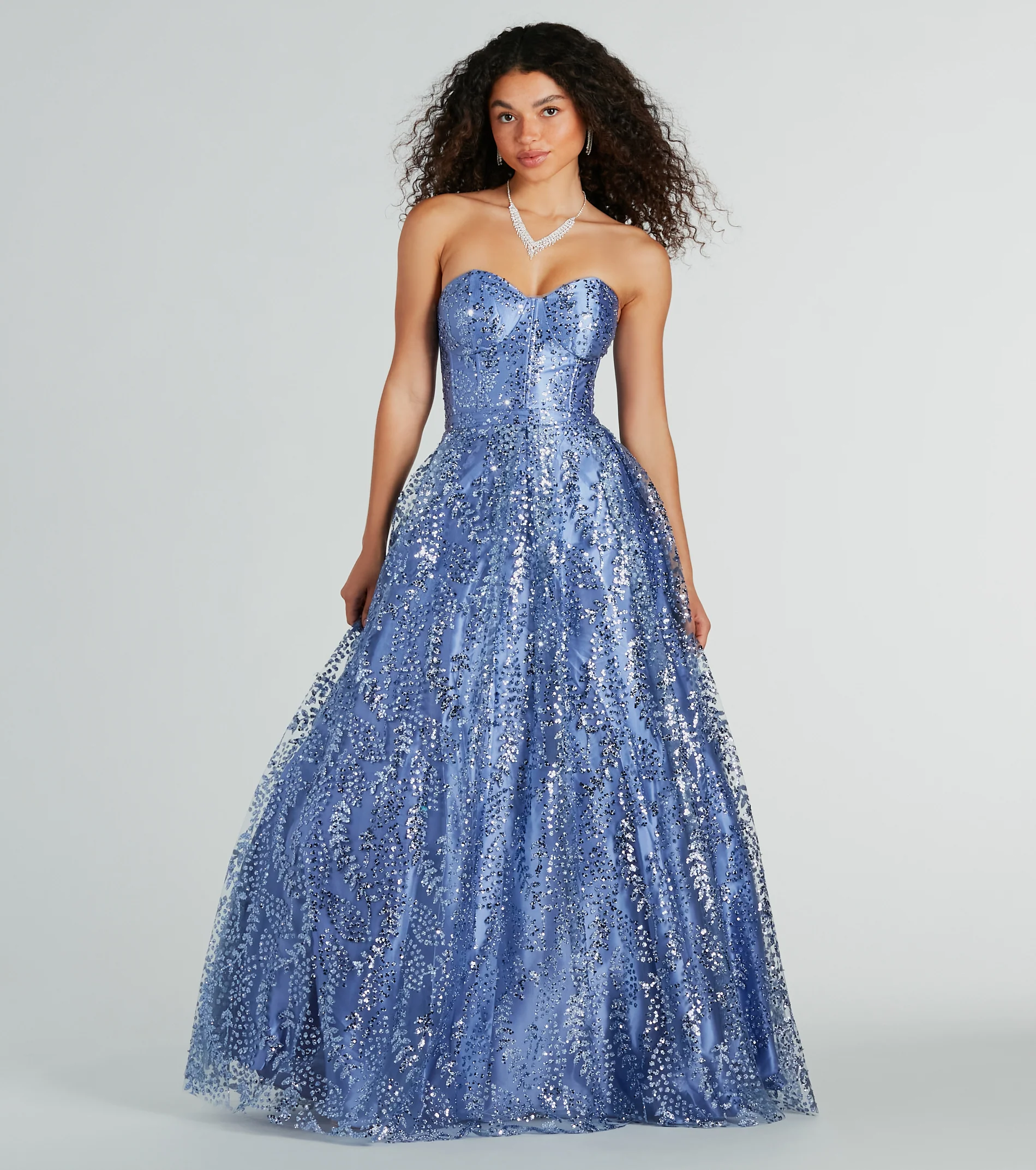Ivy Glitter Corset Strapless Ball Gown