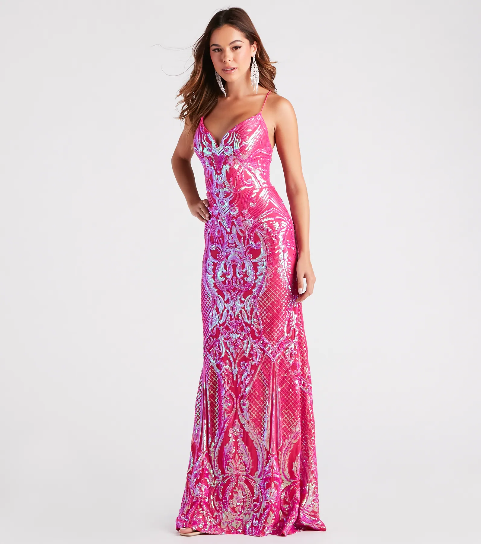 Camren Formal Sequin Strappy Mermaid Dress