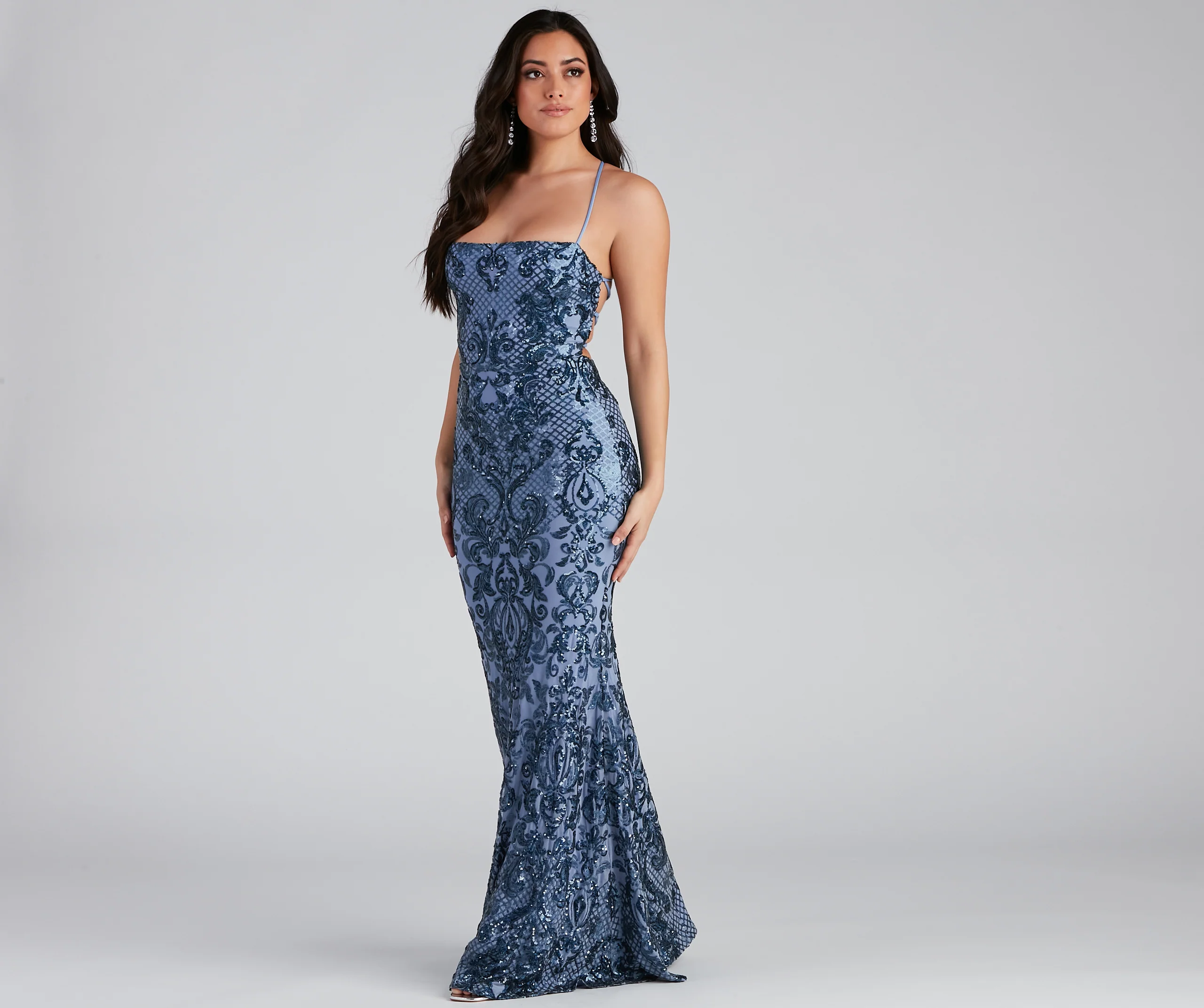 Jayce Sequin Lace-Up Mermaid Formal Dress