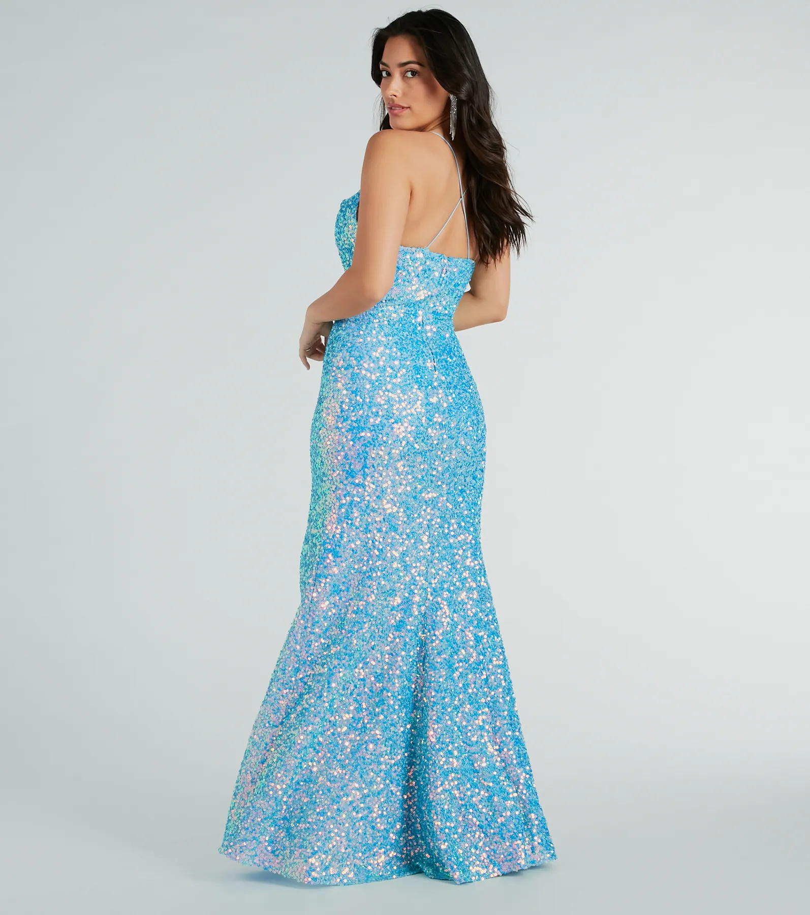 Esperanza Formal Sequin Cowl Dress