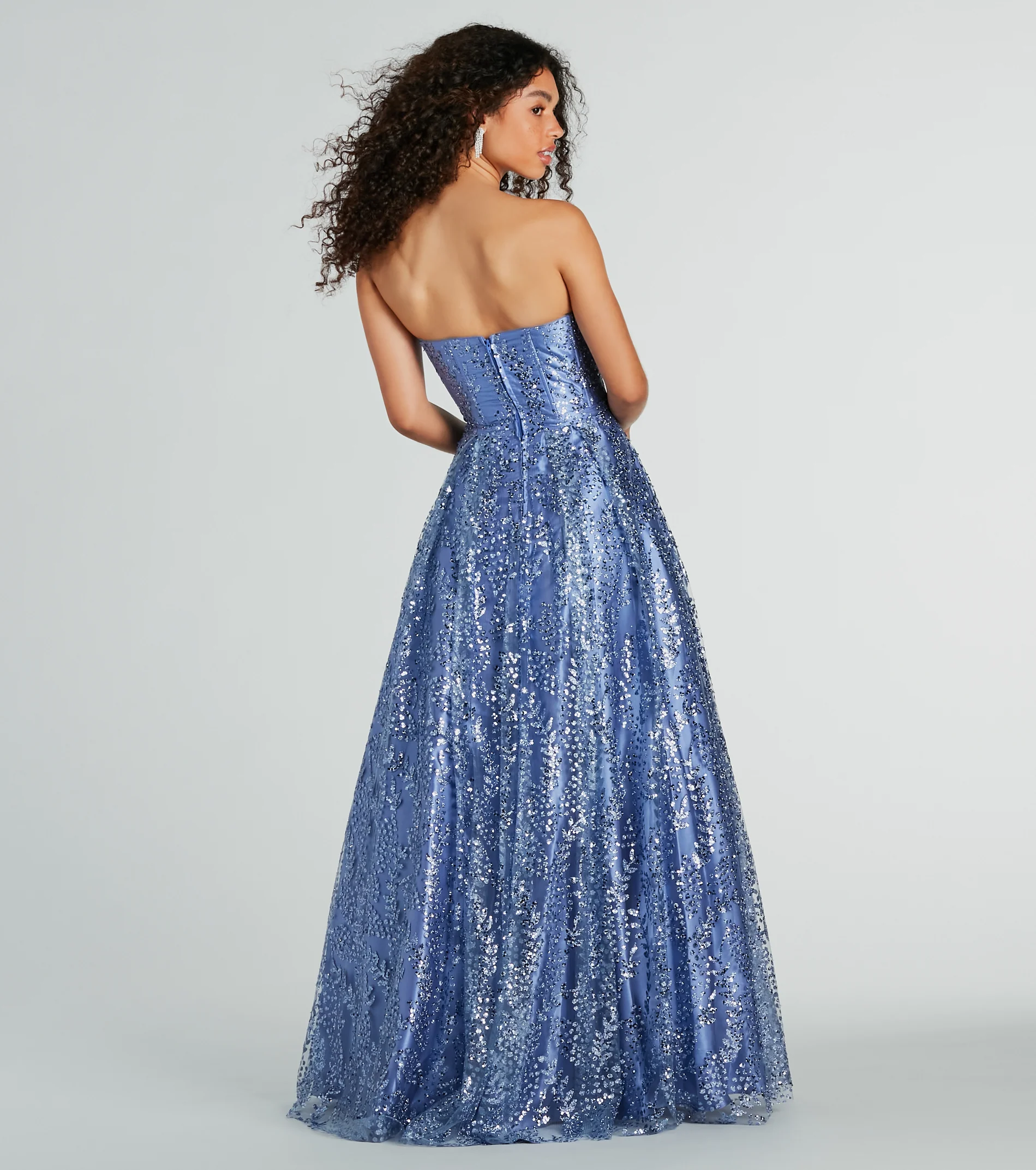 Ivy Glitter Corset Strapless Ball Gown