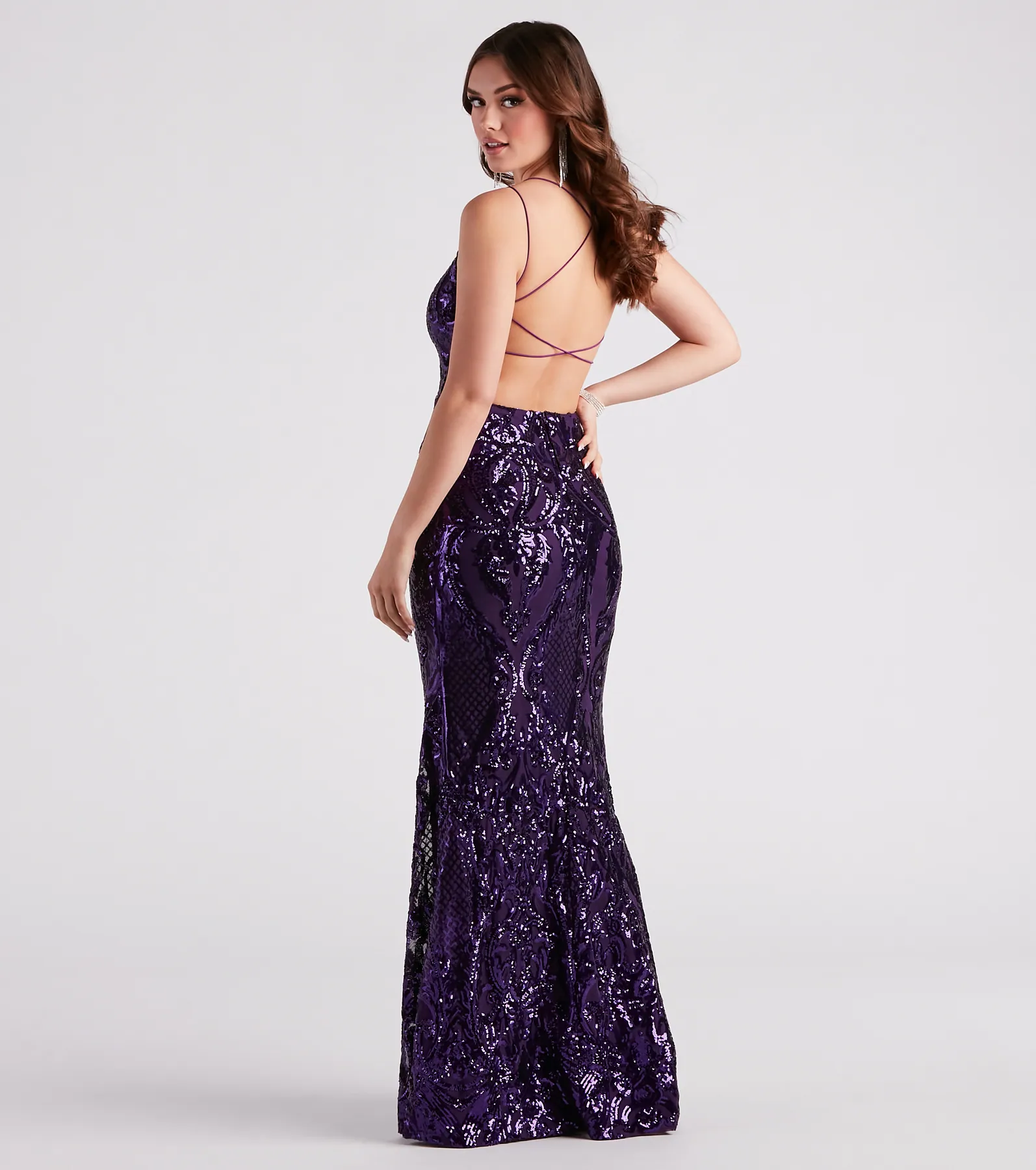 Tabetha Formal Sequin Strappy Mermaid Dress