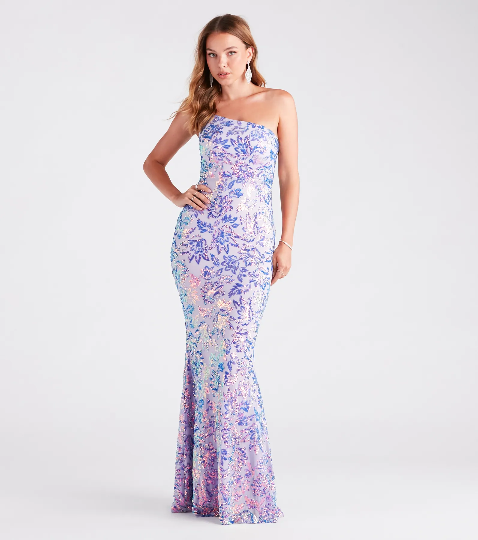 Meredith One-Shoulder Sequin Formal Dress