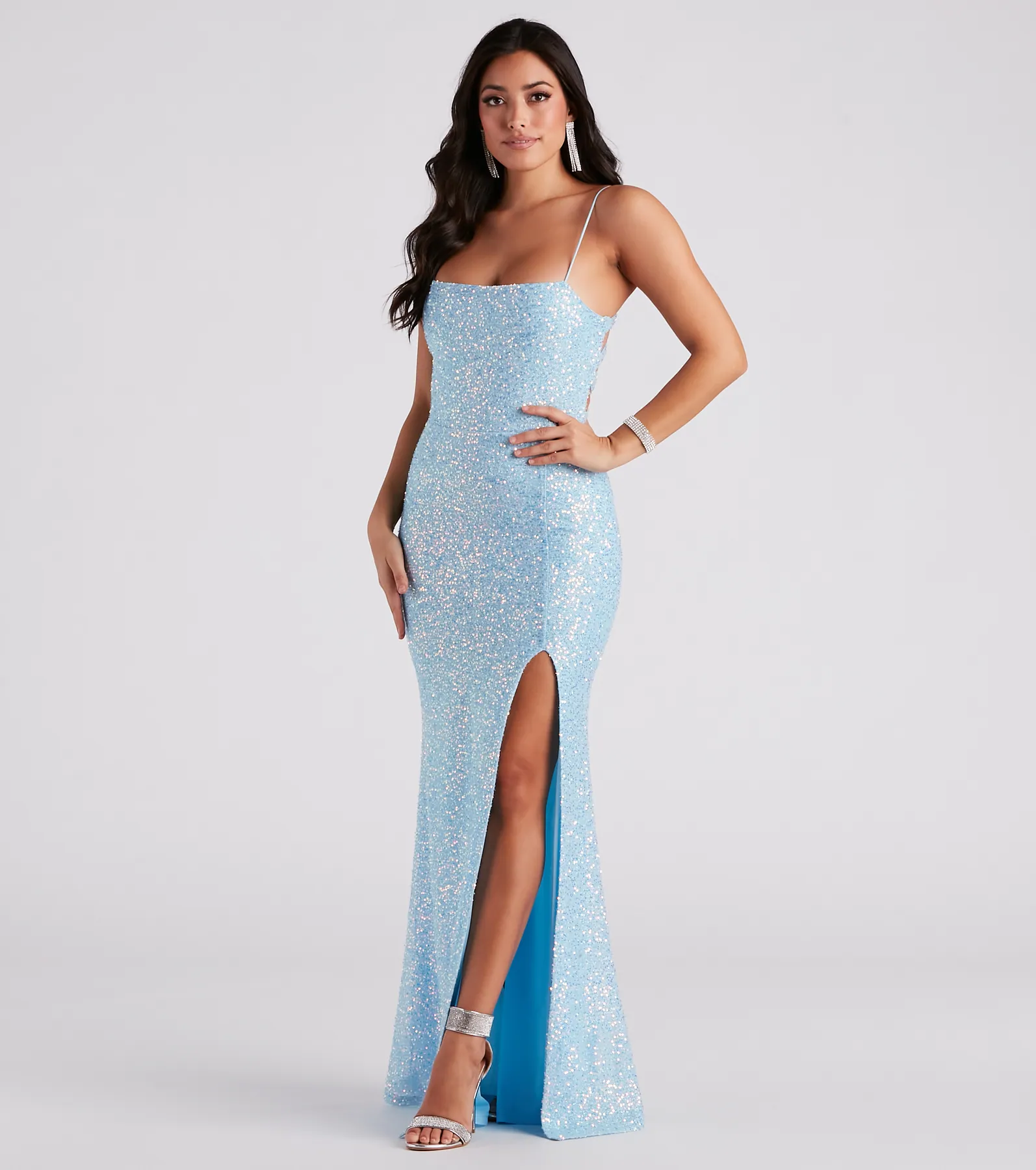 Jackie Formal Sequin Open Back Dress